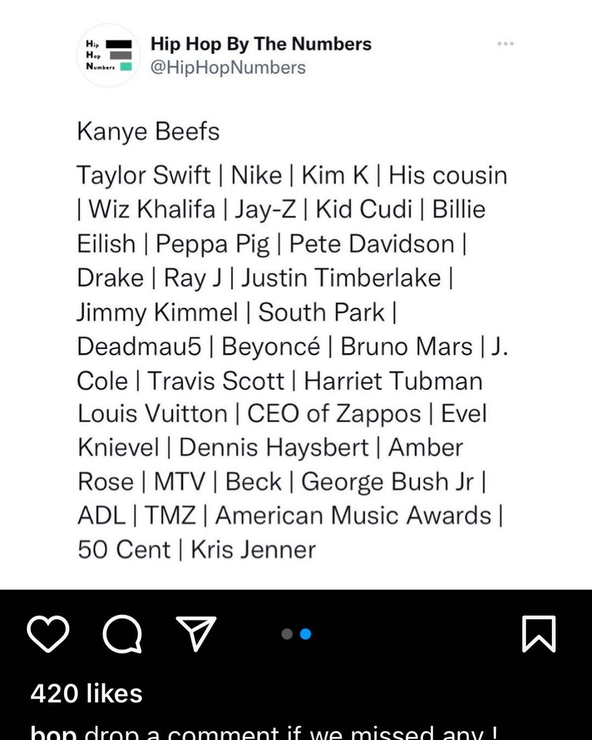 Kanye West Instagram Screenshot