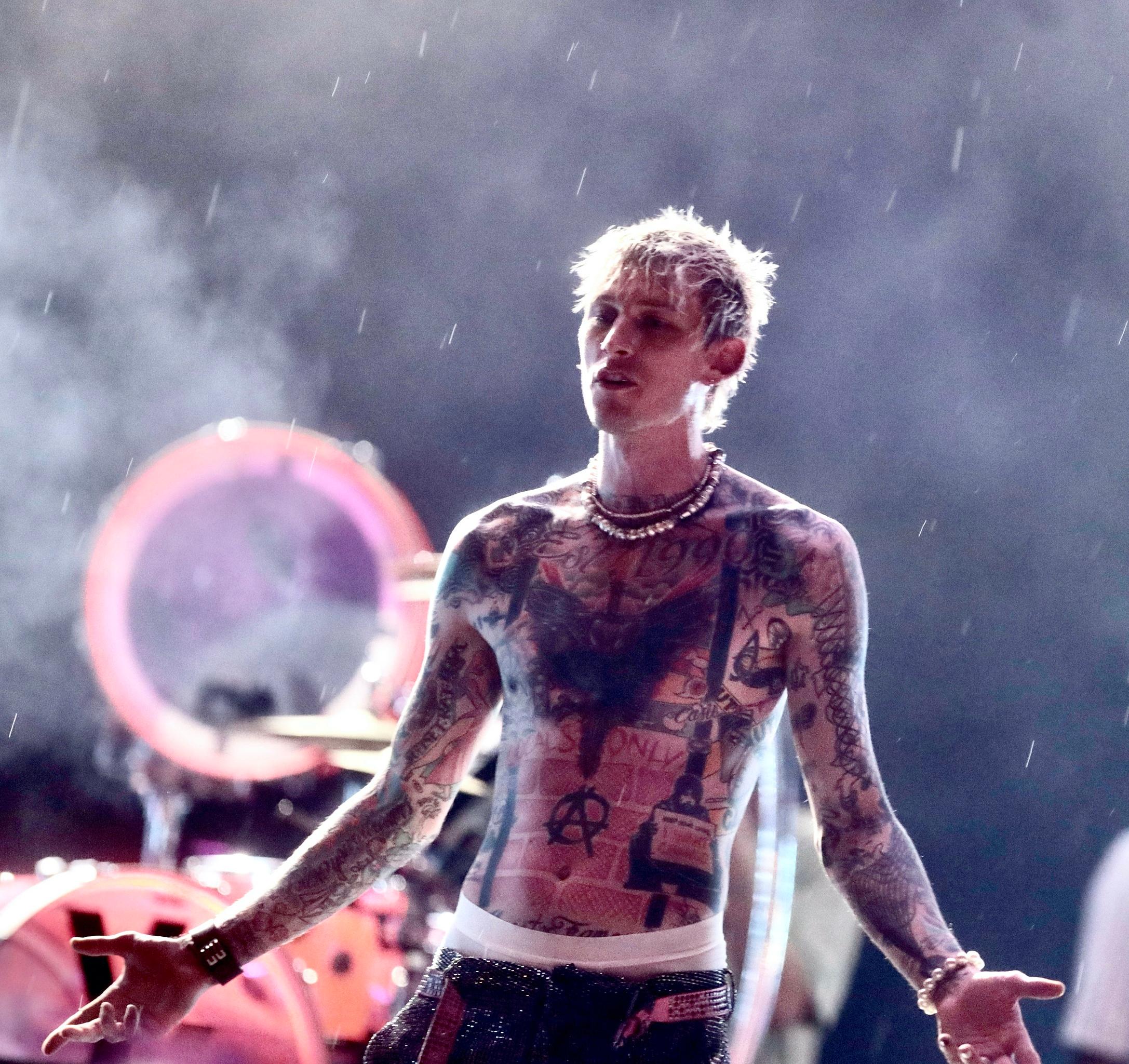 Machine Gun Kelly Tries to continue his Summer stage Central Park concert despite the officials turning off the sound system because of an approaching thunderstorm.