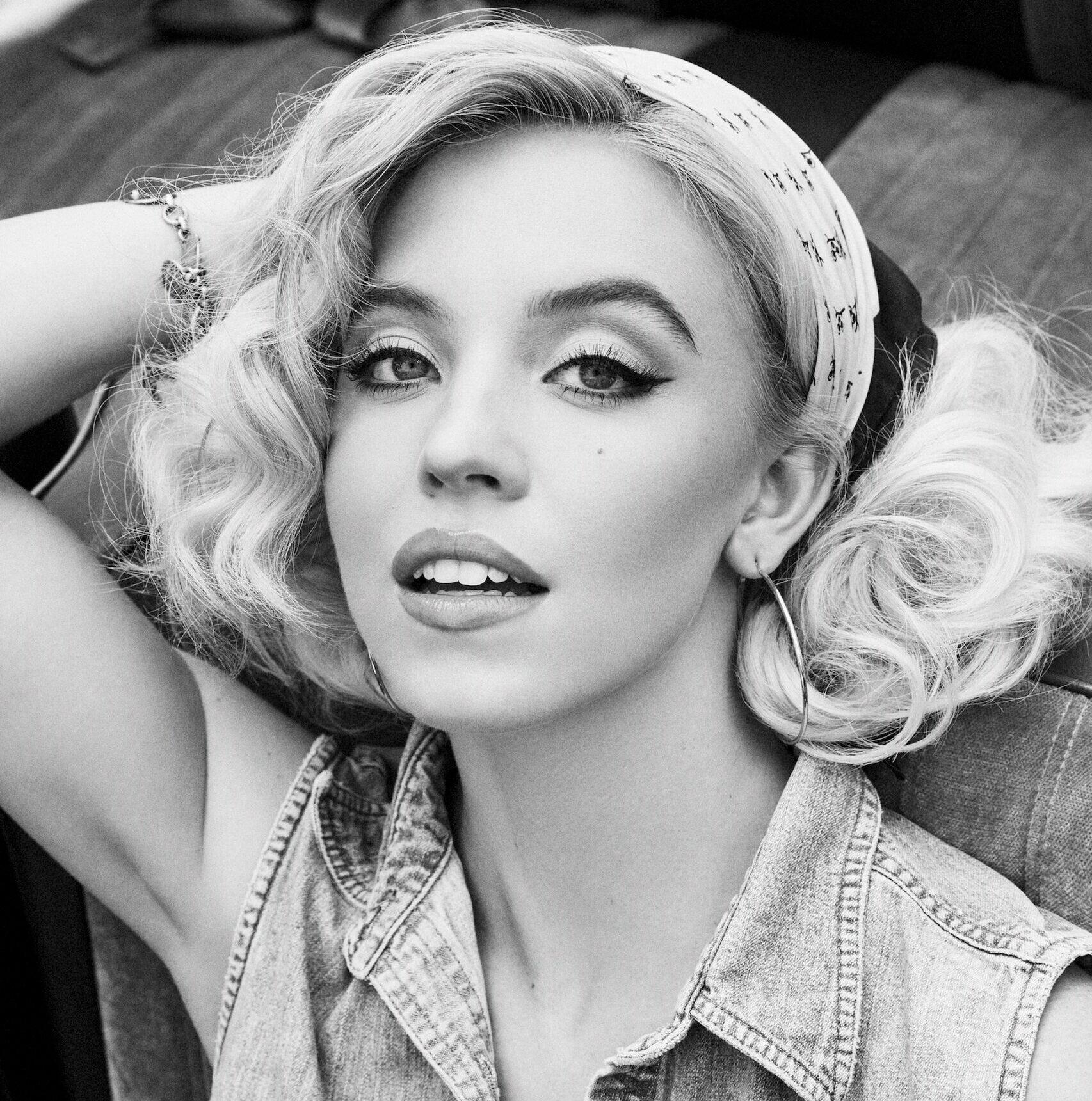 White Lotus star Sydney Sweeney is seen here channeling Anna Nicole Smith as the face of a new capsule collection for GUESS Originals.