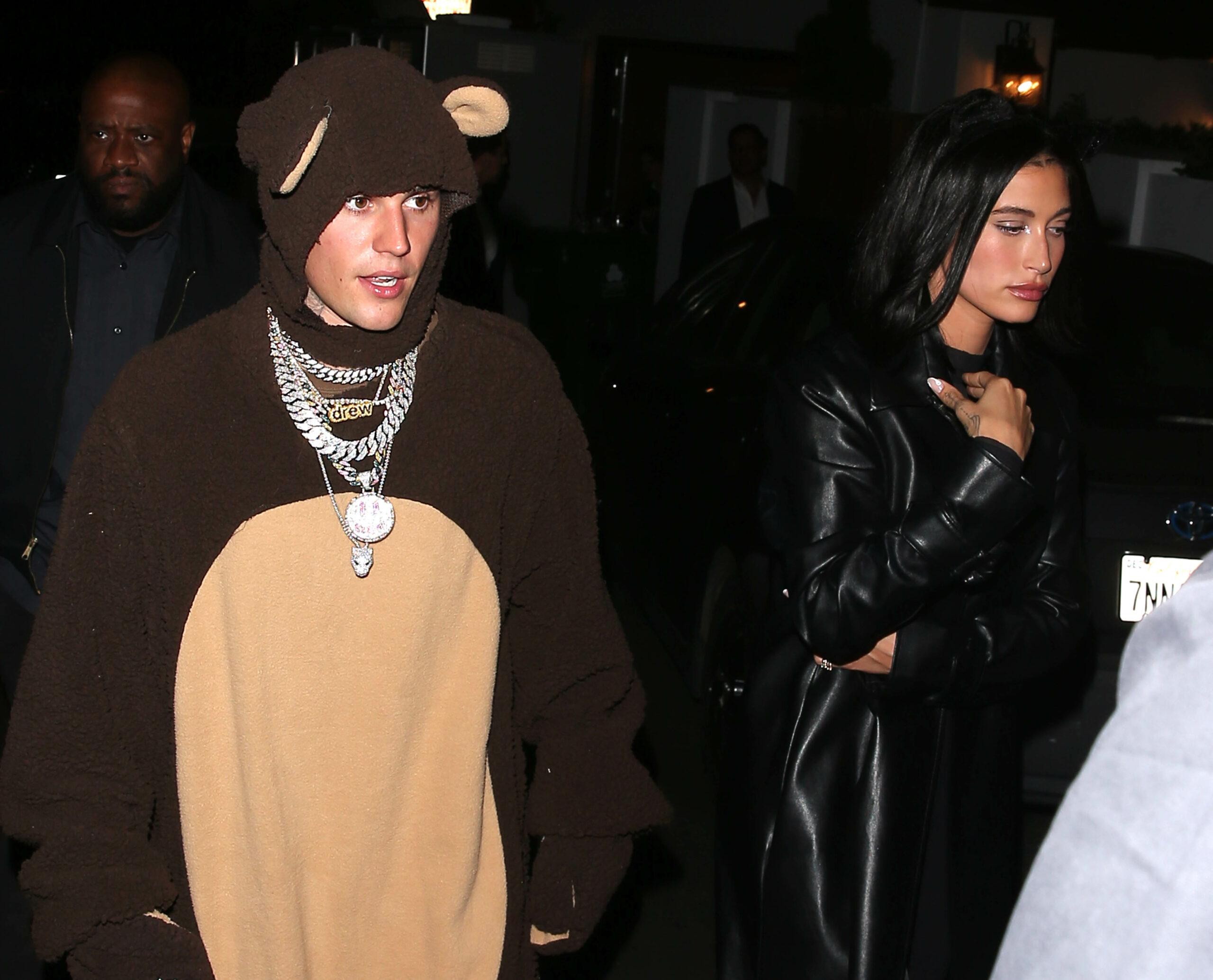 Justin Bieber and Hailey Bieber seen leaving an A-List Halloween Party in West Hollywood, CVA