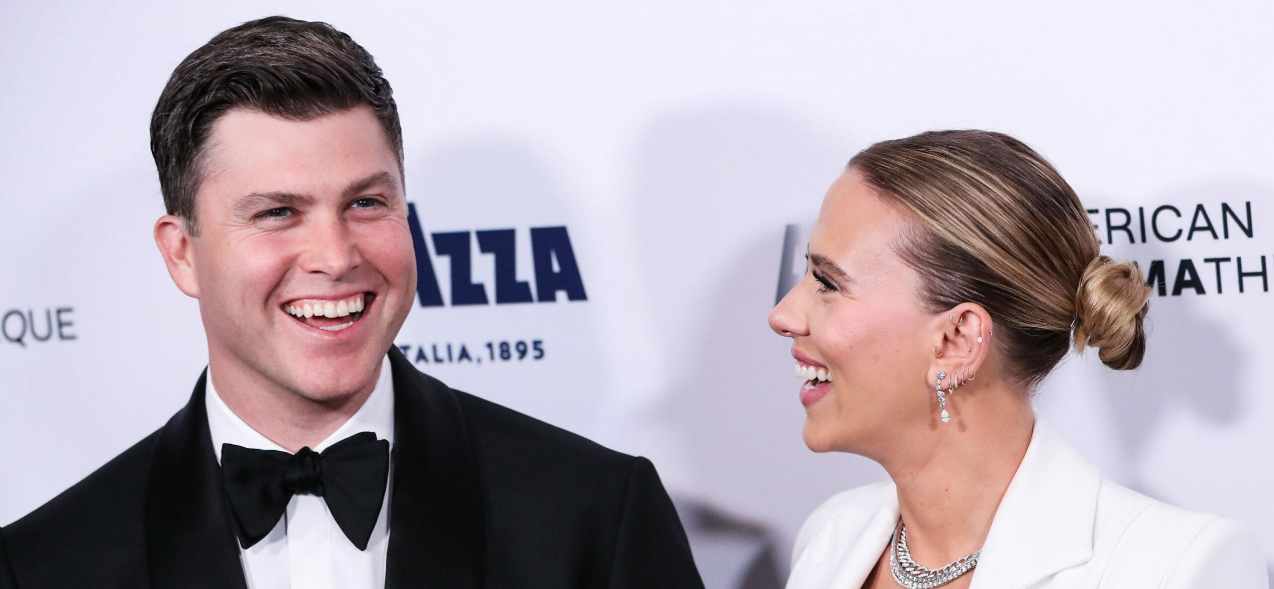 BEVERLY HILLS, LOS ANGELES, CALIFORNIA, USA - NOVEMBER 18: 35th Annual American Cinematheque Awards Honoring Scarlett Johansson held at The Beverly Hilton Hotel on November 18, 2021 in Beverly Hills, Los Angeles, California, United States. 18 Nov 2021 Pictured: Colin Jost, Scarlett Johansson.