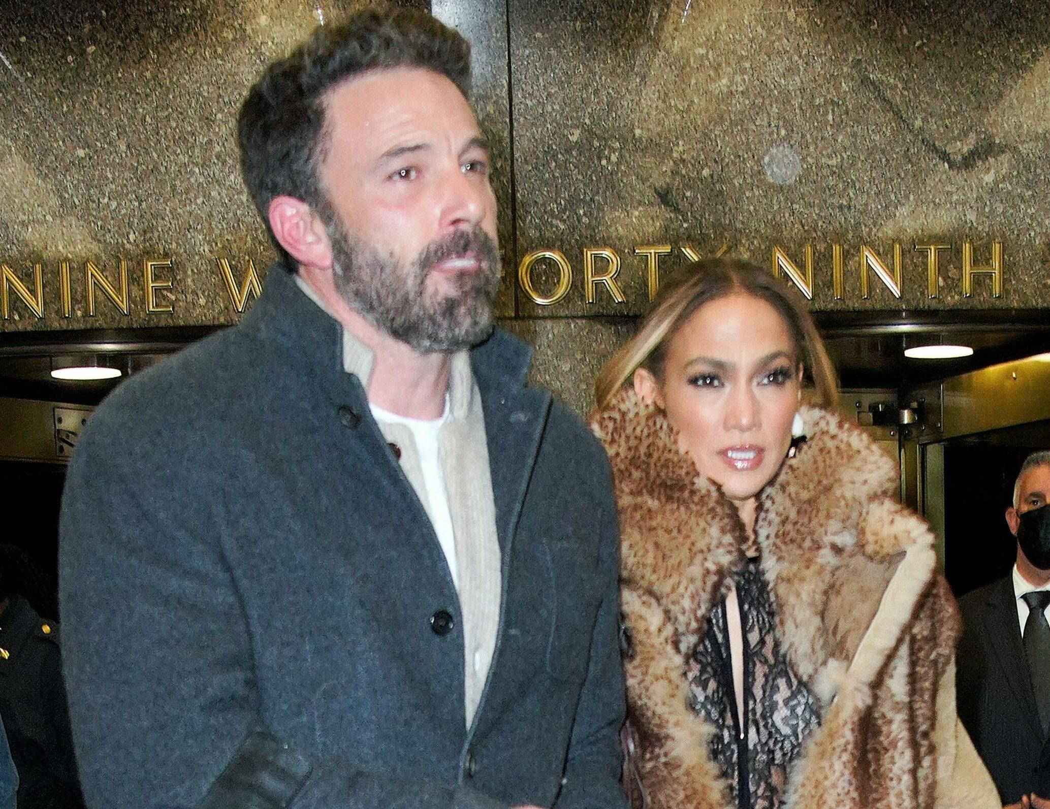 Ben Affleck and Jennifer Lopez depart NBC Studios in New York.