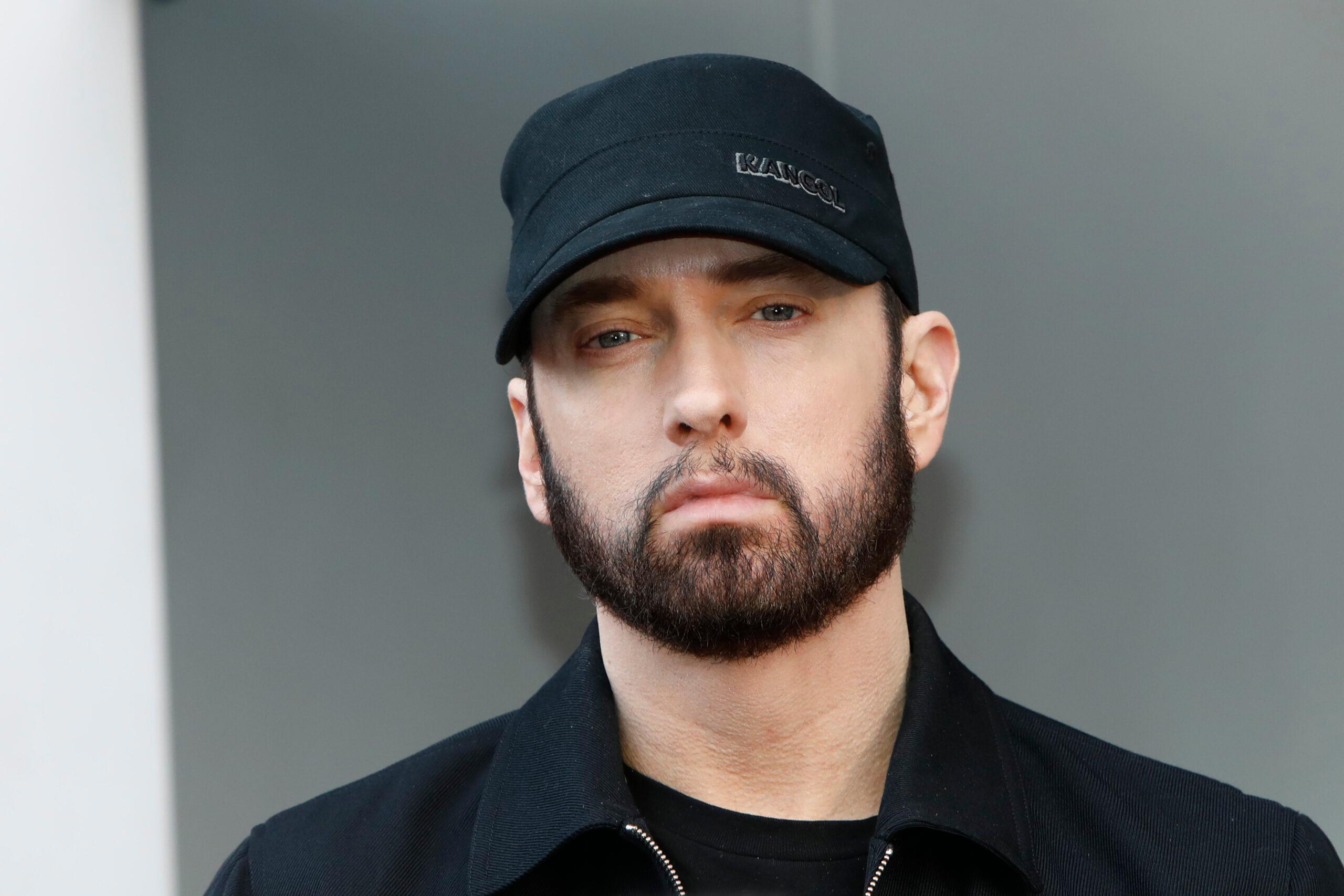 LOS ANGELES - JAN 30: Eminem, Marshall Bruce Mathers III at the 50 Cent Star Ceremony on the Hollywood Walk of Fame on January 30, 2019 in Los Angeles, CA Newscom/(Mega Agency TagID: khphotos785913.jpg) [Photo via Mega Agency]