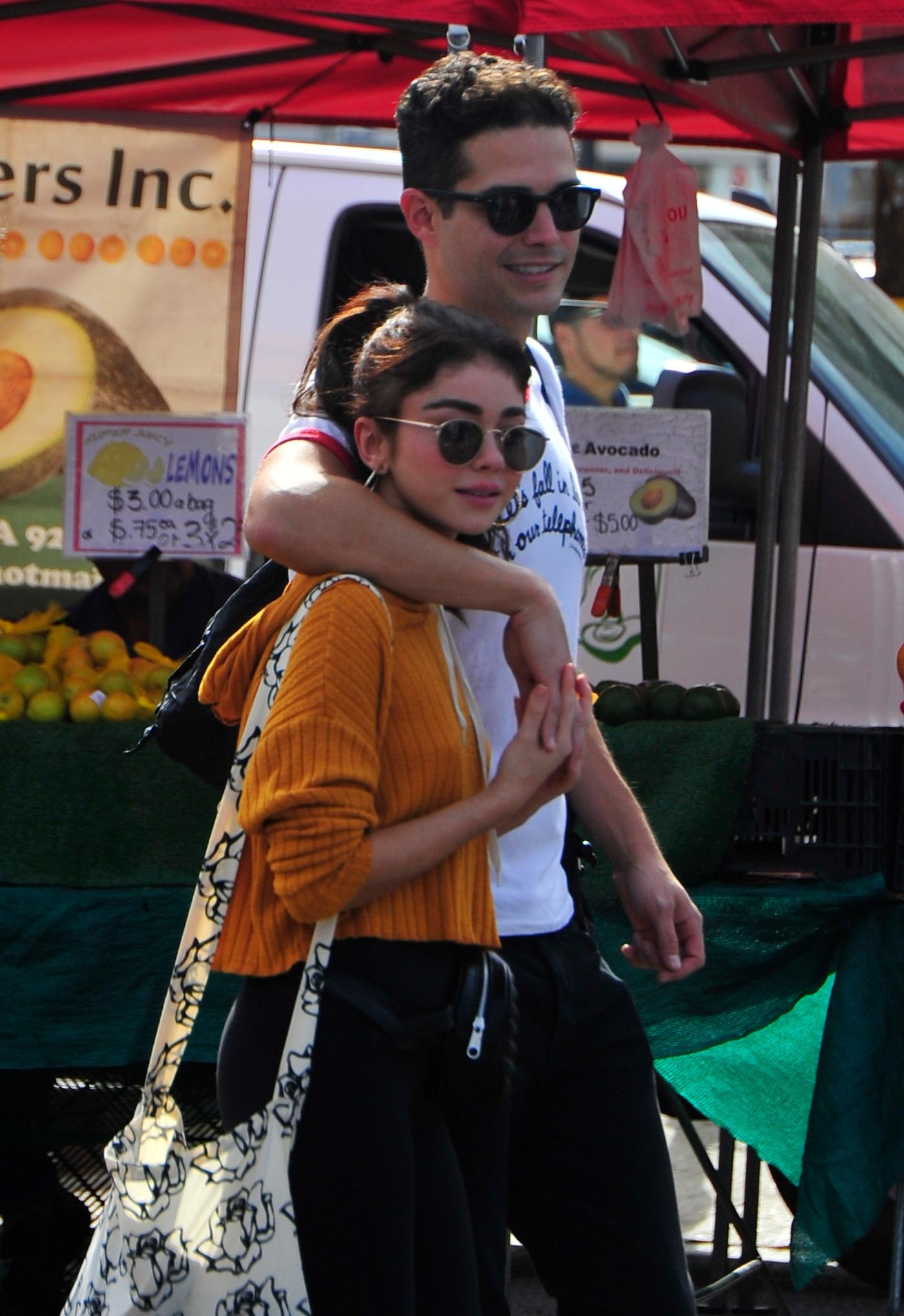 Sarah Hyland and Adam Wells at a Los Angeles Farmers Market