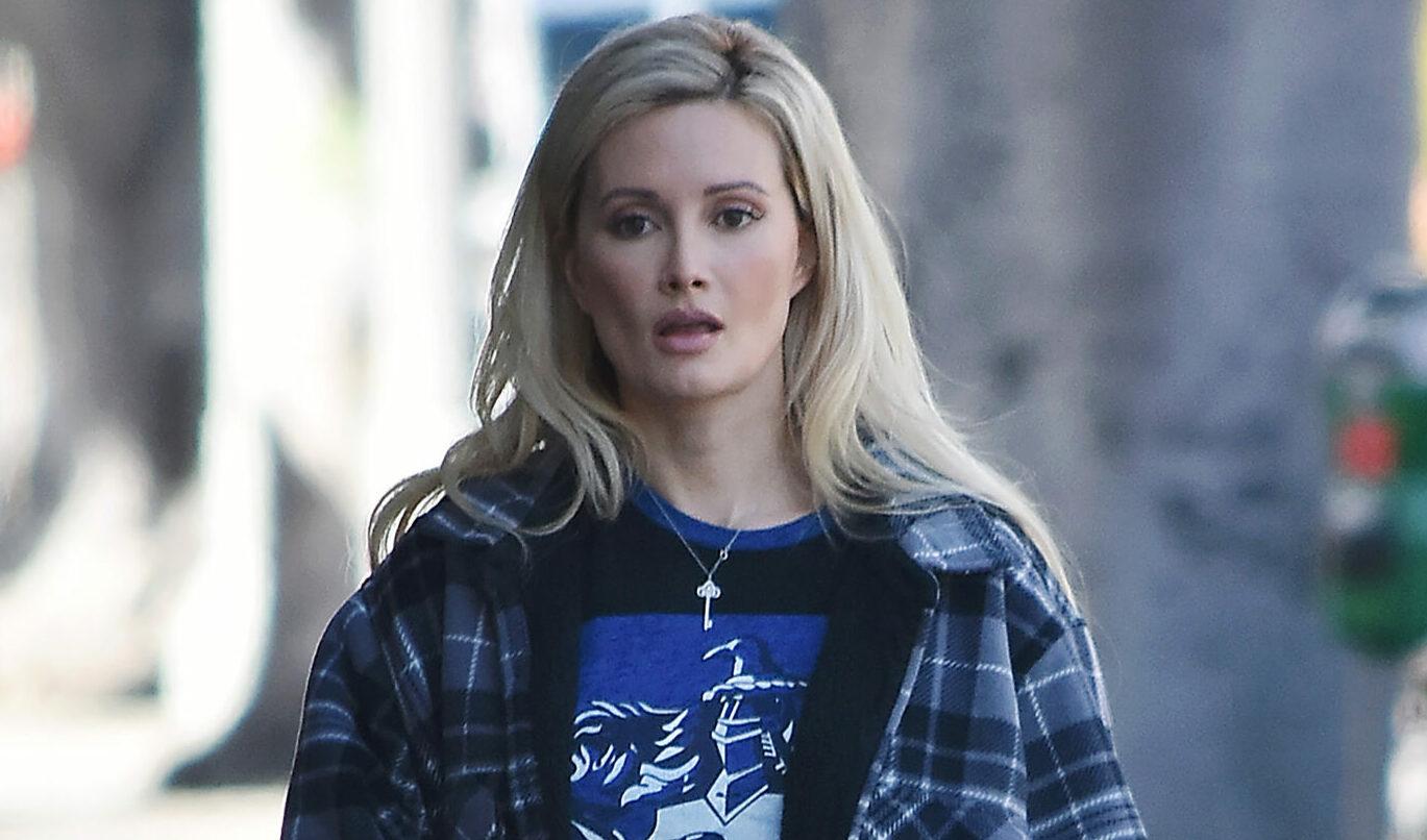 Holly Madison goes out for a walk in Studio City