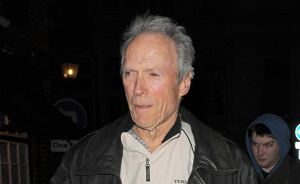 Clint Eastwood leaves The Only Running Man pub in Mayfair with his wife Dina Ruiz and head back to their hotel