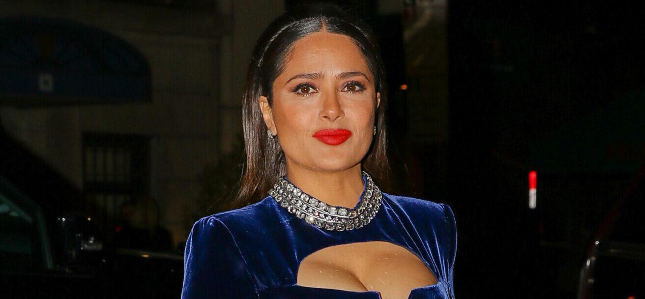Salma Hayek look fabulous as arriving at the Whitby Hotel for the House Of Gucci Dinner in NYC