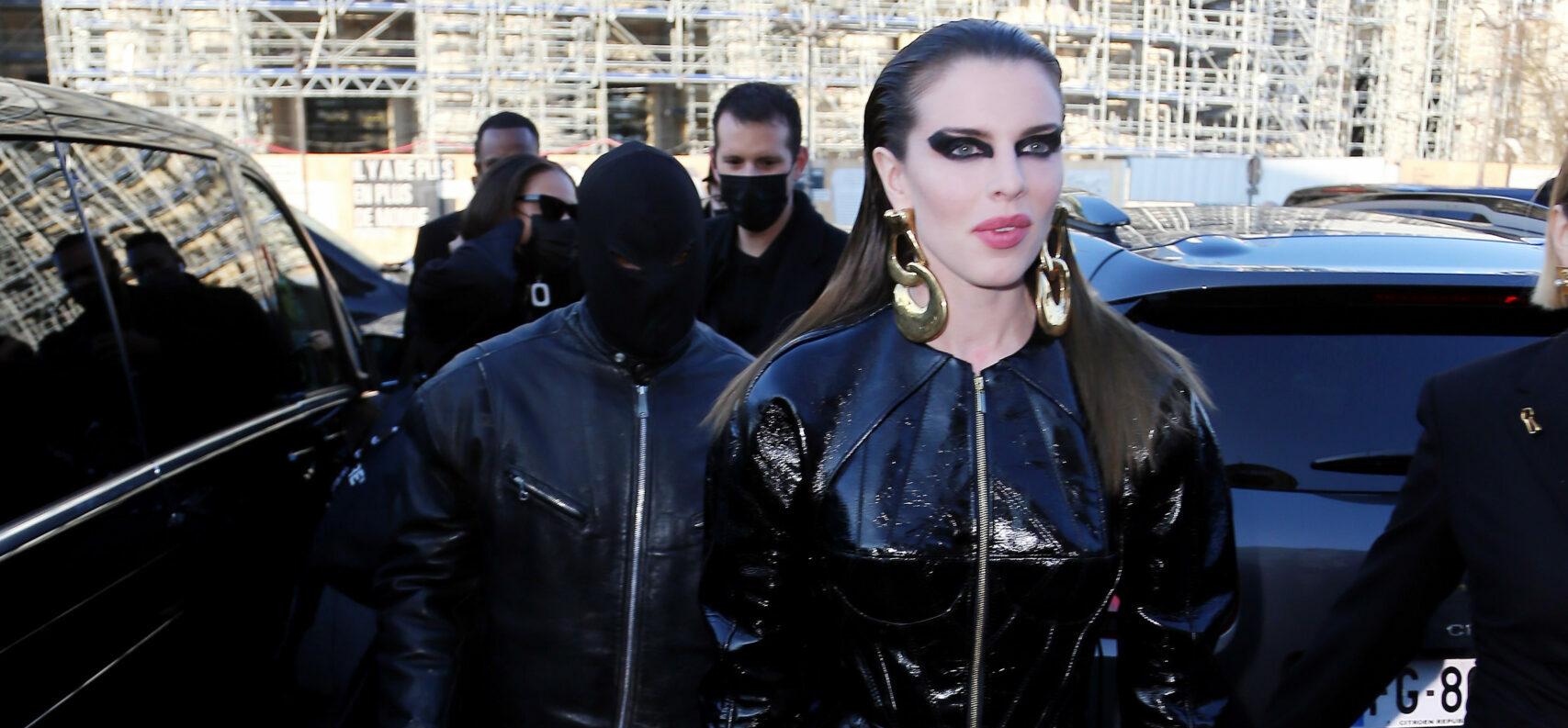 Kanye West and Julia Fox at the Schiaparelli fashion show