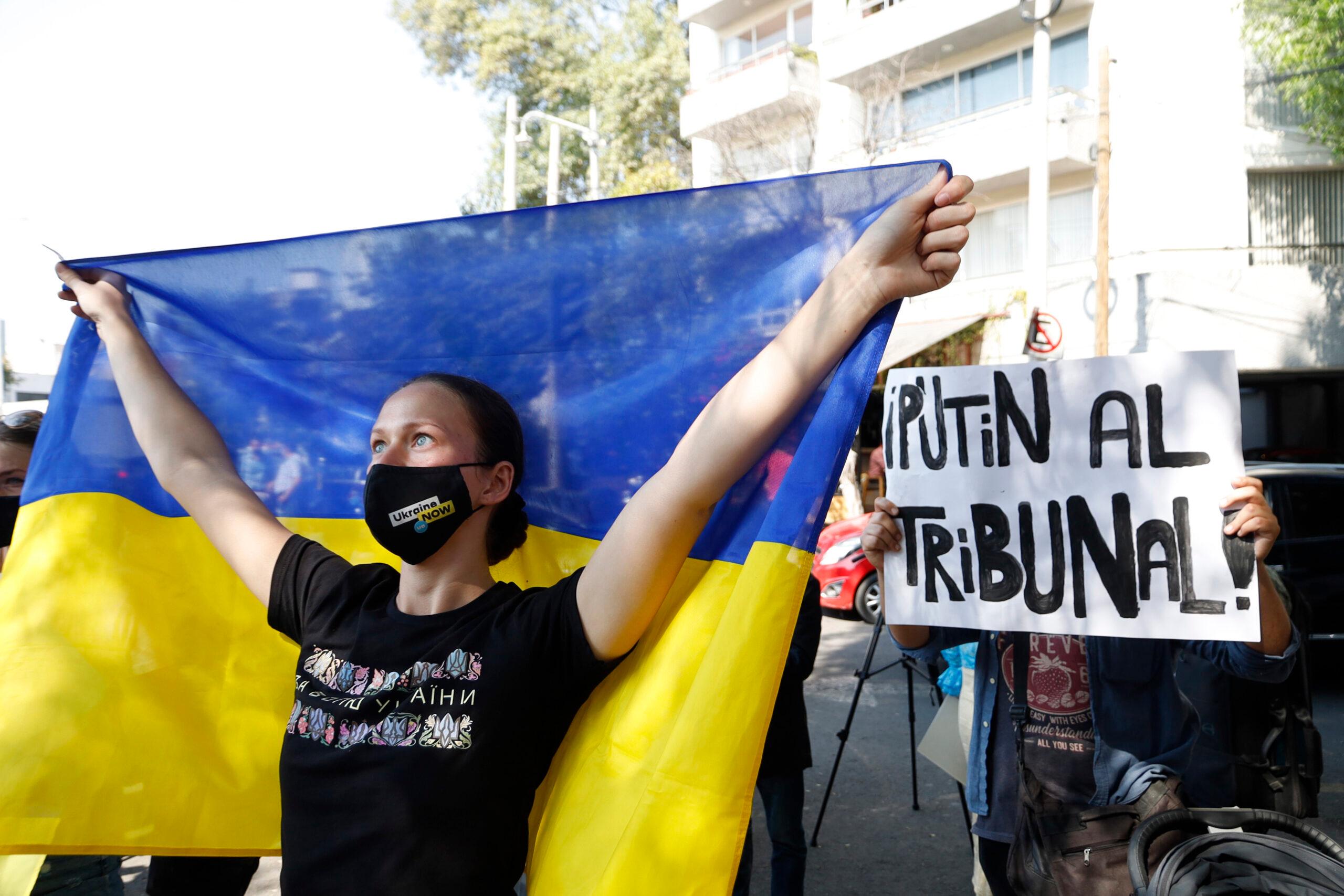 Ukrainians Protest Against Russian Military Attack