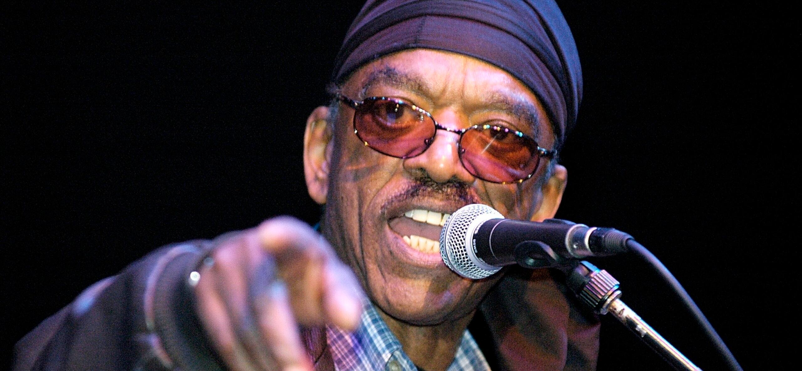 Syl Johnson performing with the Hi Band at the Barbican Centre, London on 22 Apr