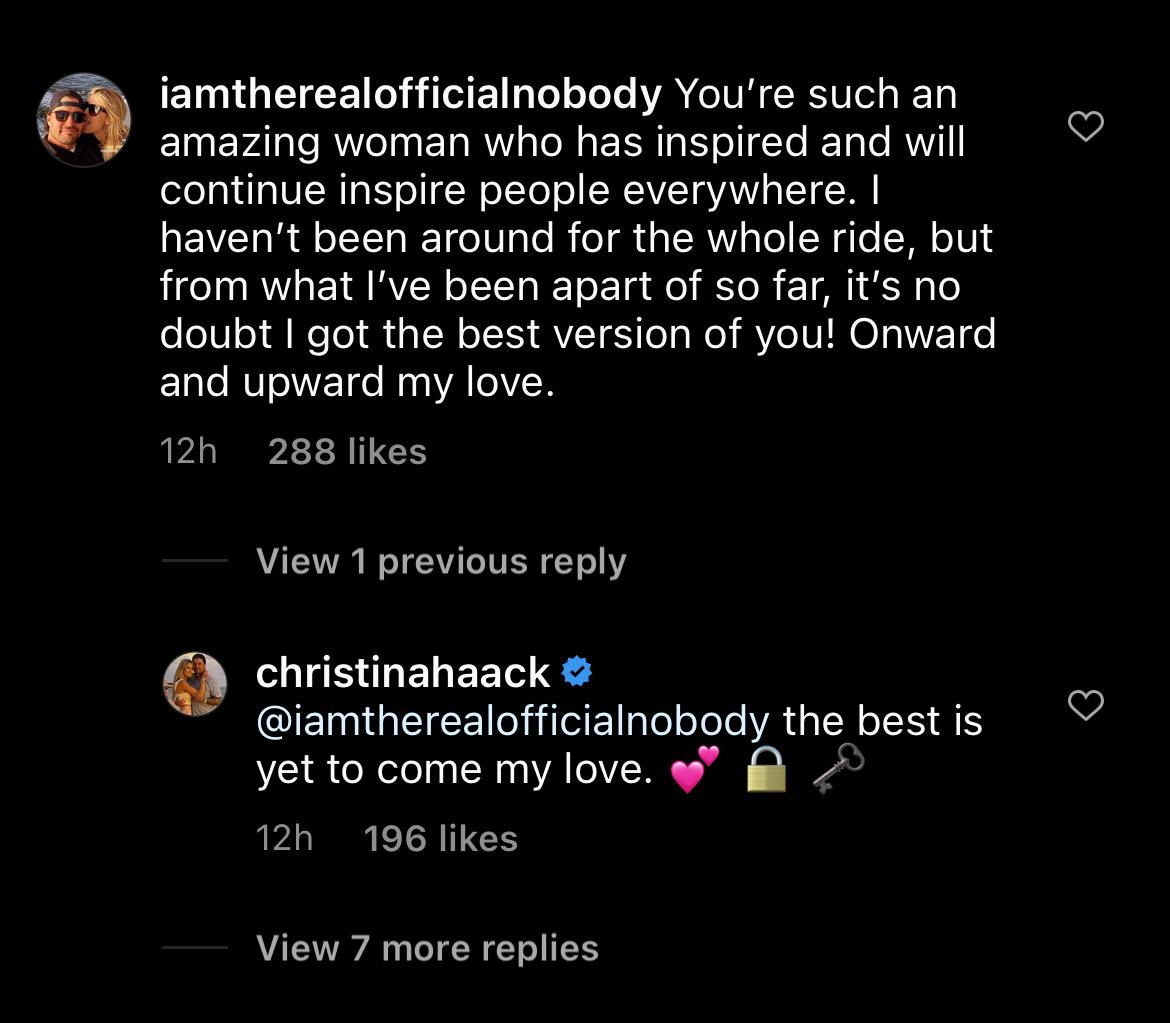 The comment section of Christina Haack's post on Instagram