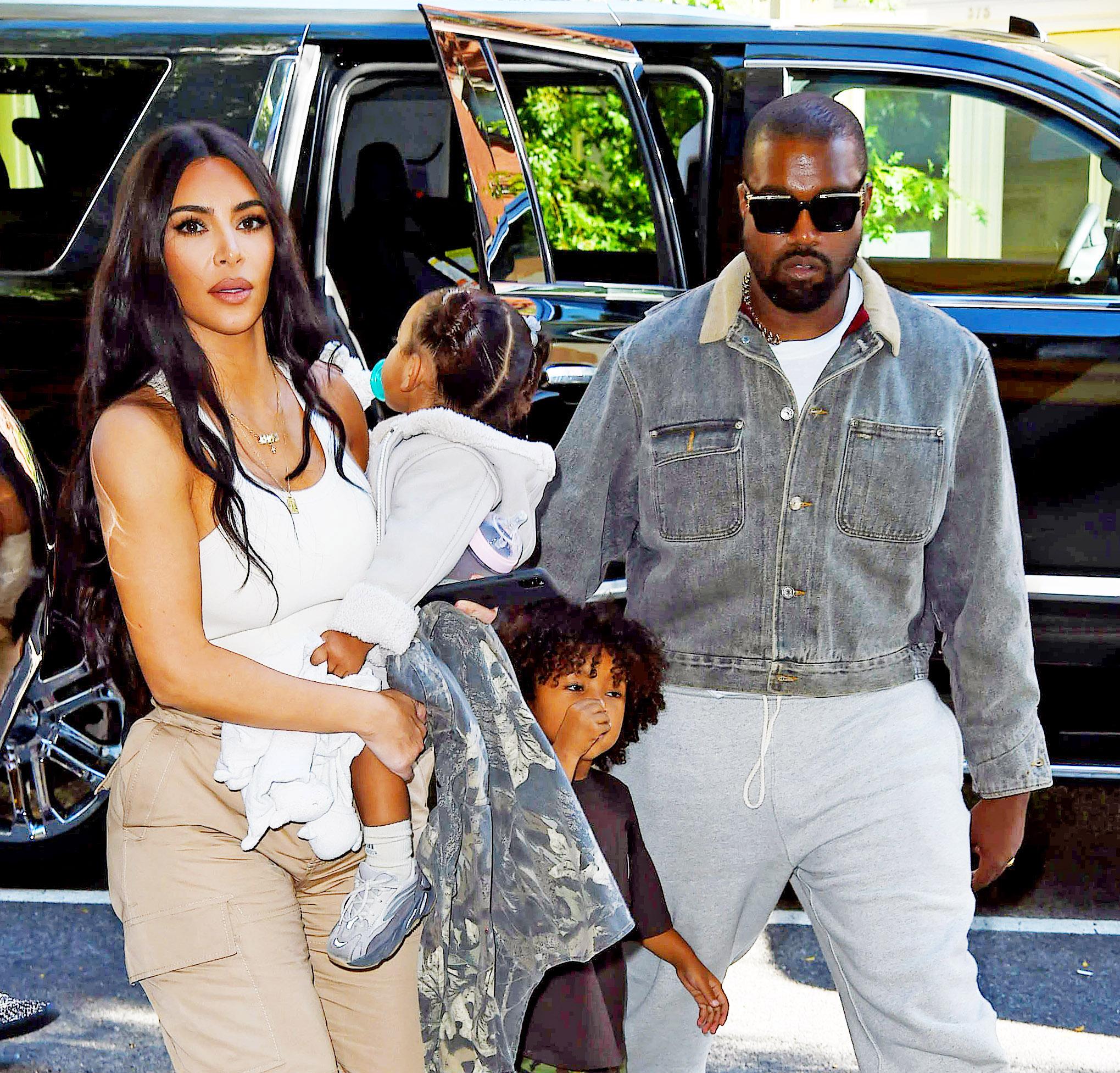 Kim Kardashian and Kanye West take their kids for lunch at the Cipriani