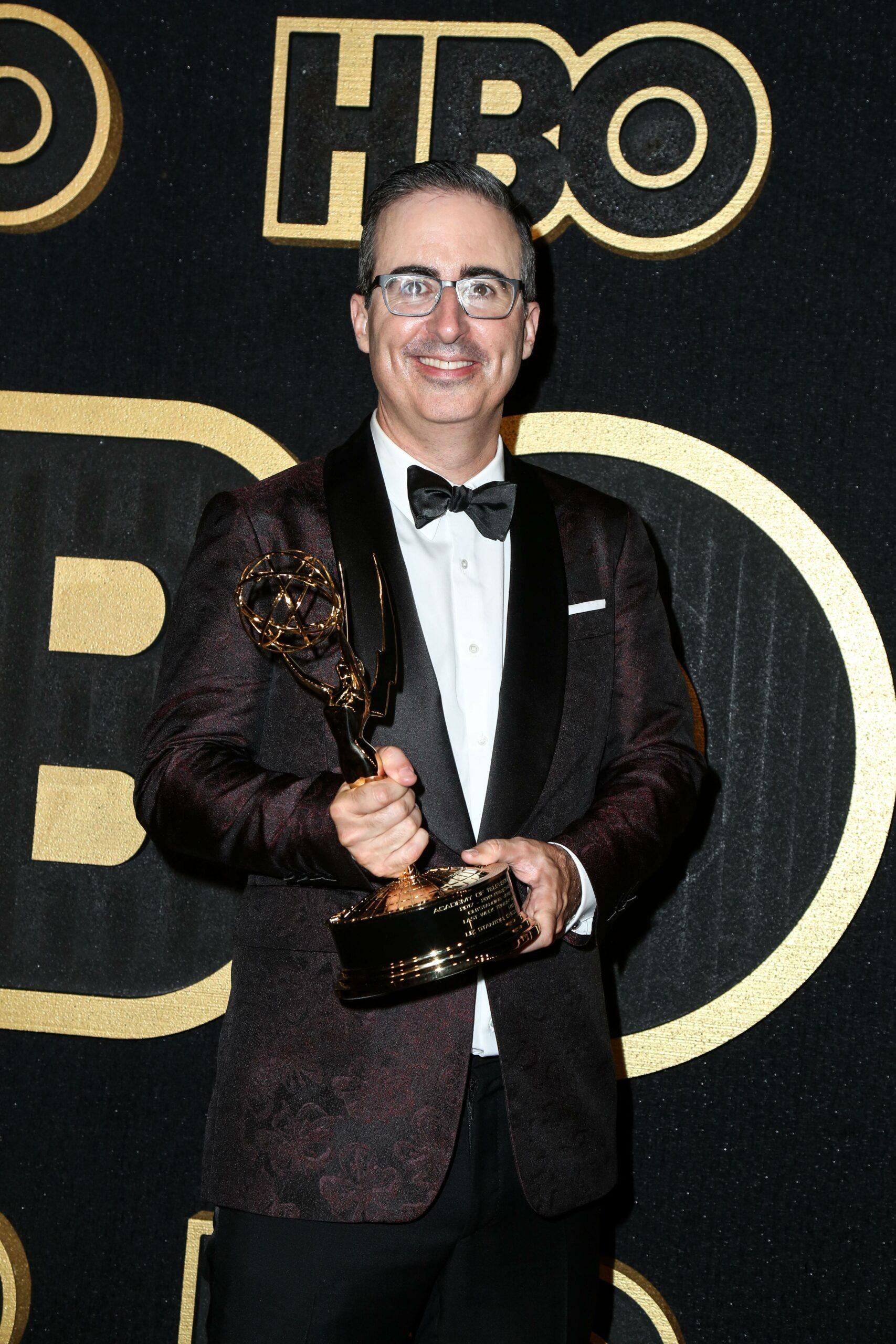 John Oliver arrives for the HBO Emmy party at the Pacific Design Center in Los Angeles, CA