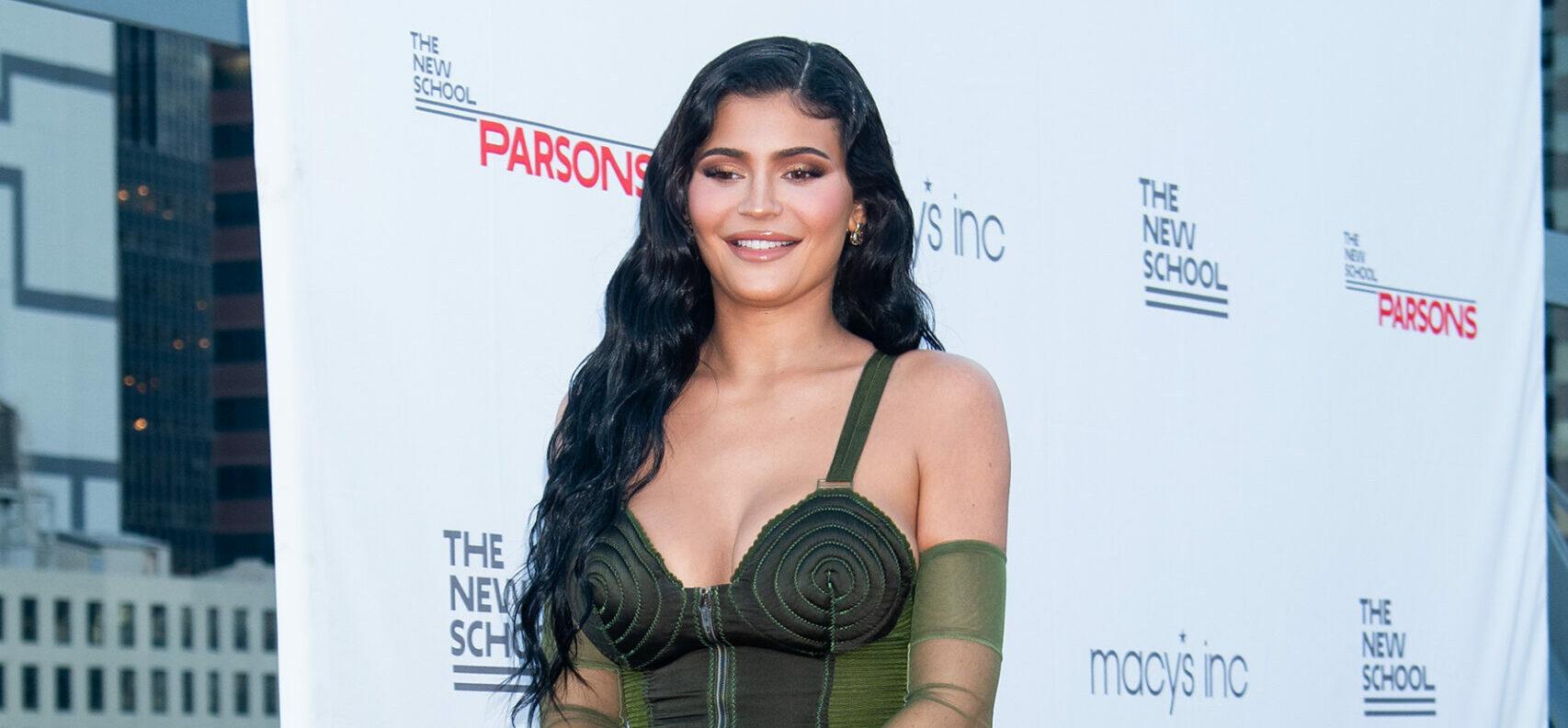 Kylie Jenner in tight green dress
