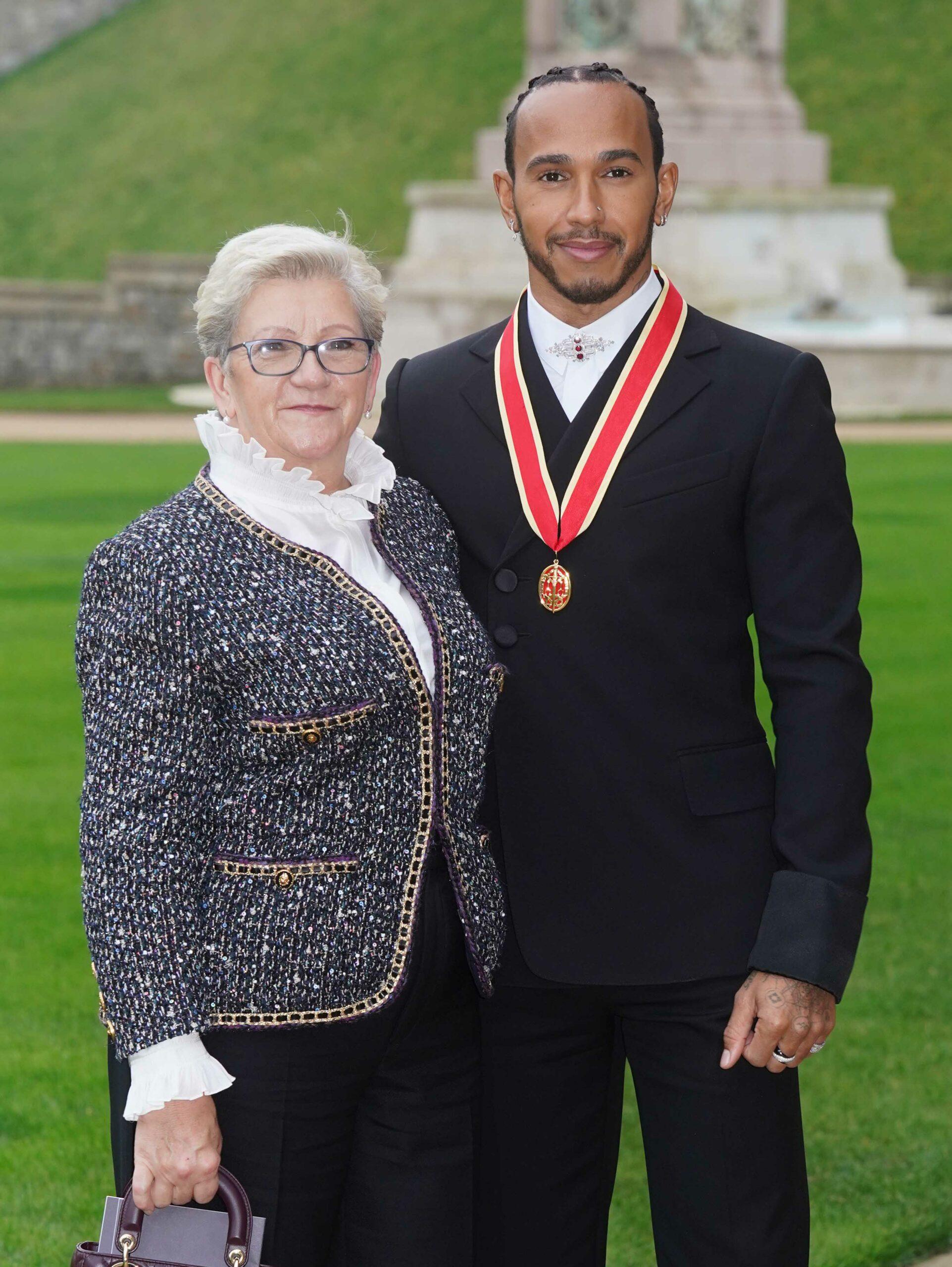 Lewis Hamilton and mom Carmen Larbalestier at Windsor Castle