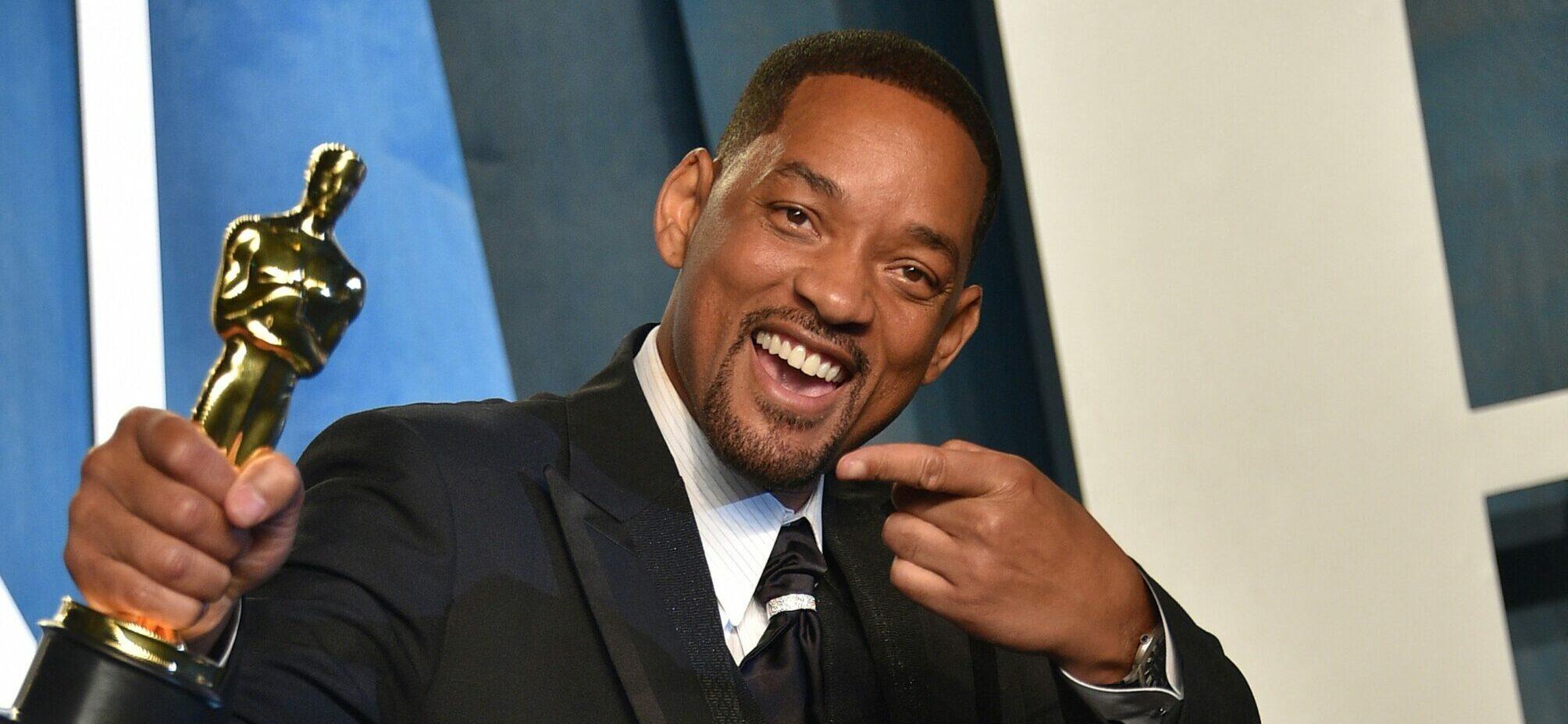 Will Smith smiling at 2022 Vanity Fair Oscar Party