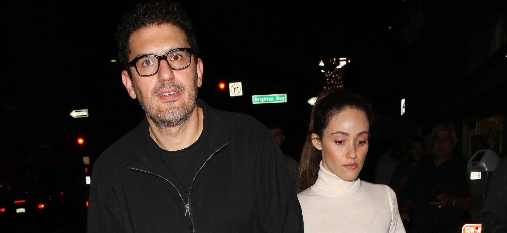 Emmy Rossum and Sam Esmail are spotted leaving Italian Restaurant Madeo after having a romantic dinner date