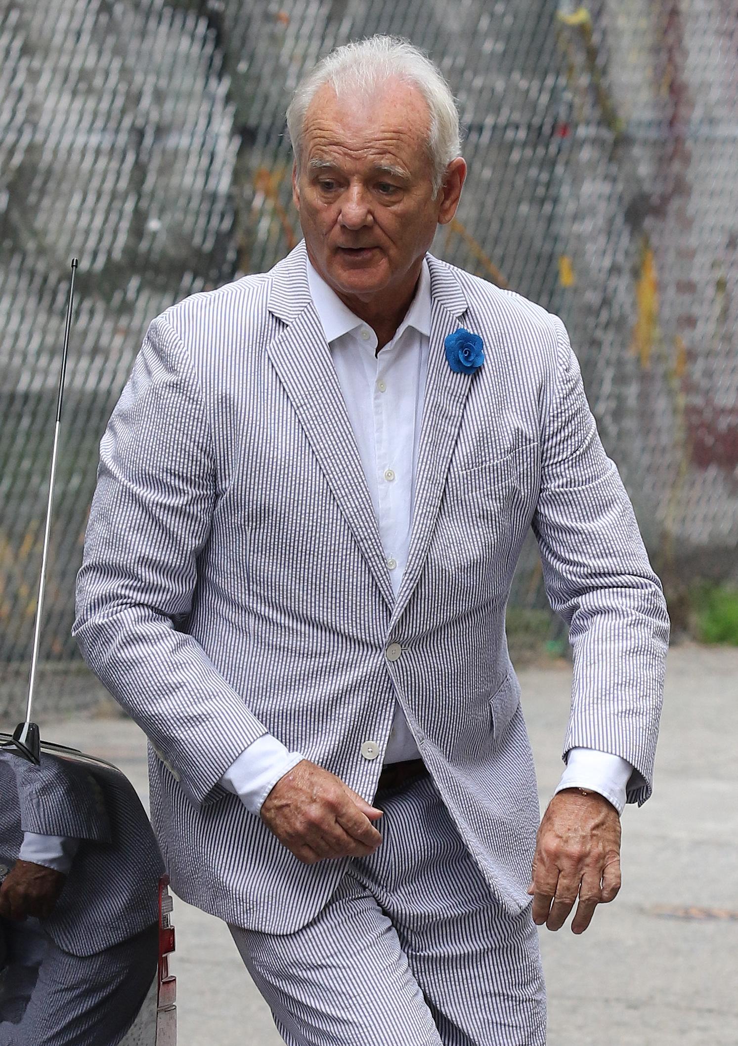 Bill Murray kisses on-screen daughter Rashida Jones on the forehead while filming quot ON THE ROCKS quot in New York City