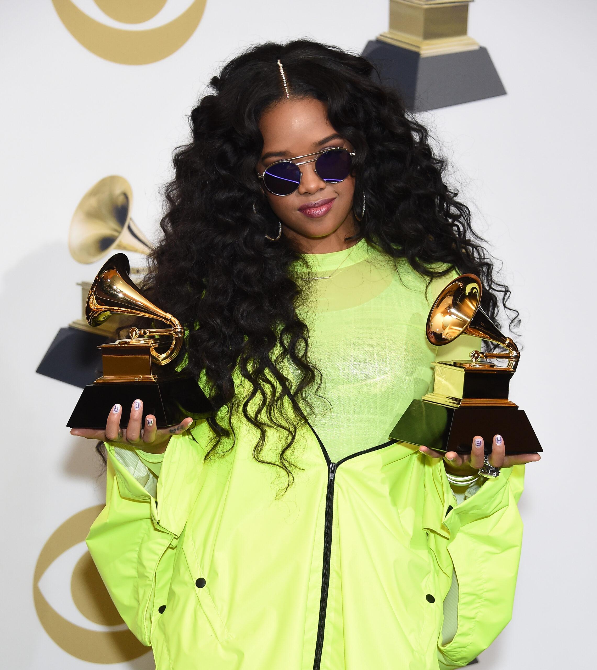 H.E.R. wins awards at the 61st Grammy Awards in Los Angeles
