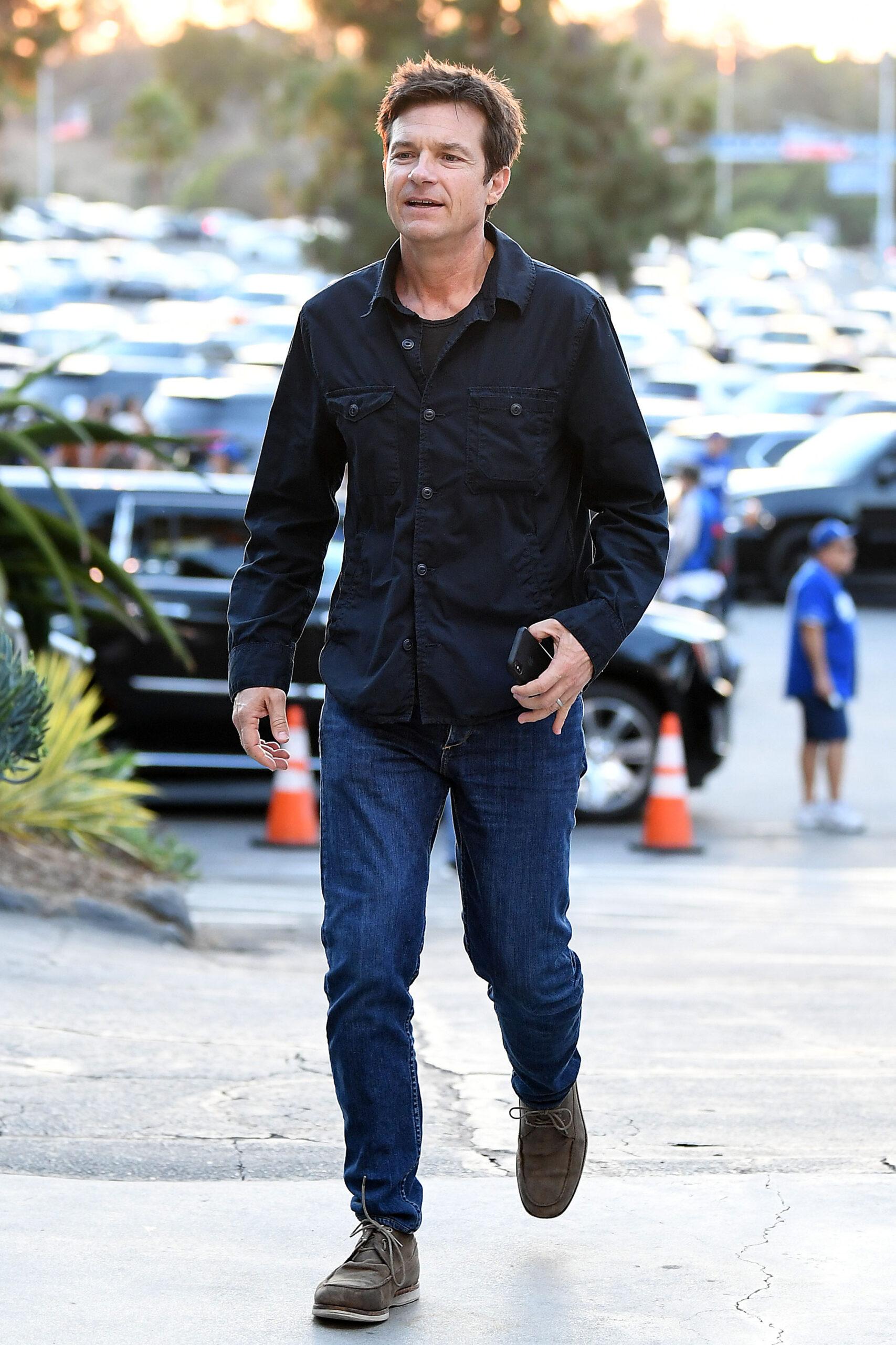 Jason Bateman goes to a Dodgers baseball playoff game against the Braves