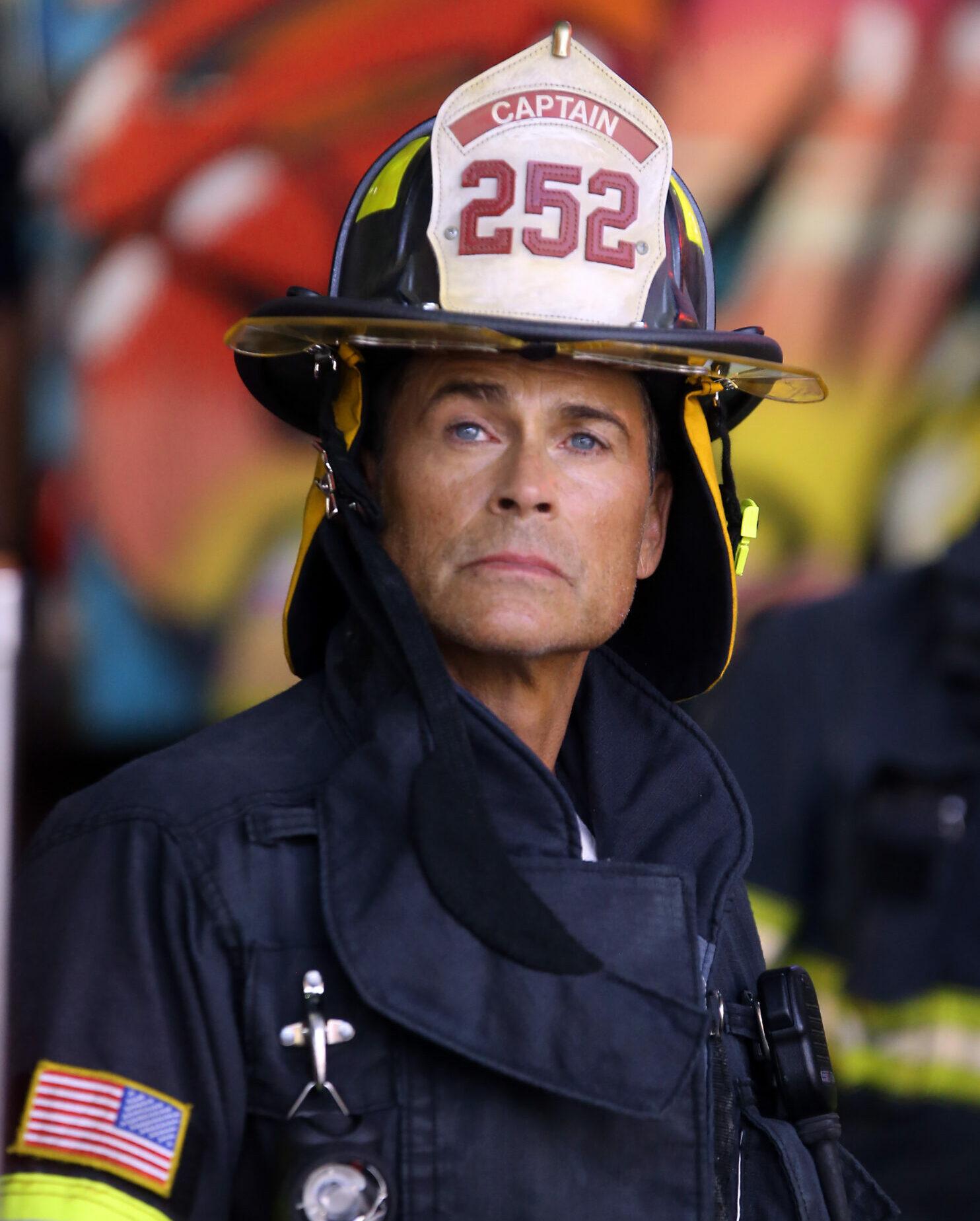 Rob Lowe plays a NYC fireman filming Fox's "911 Lone Star" in Times Square. 18 Sep 2019
