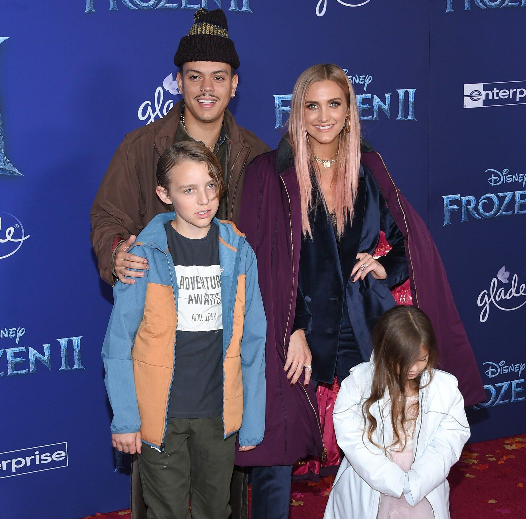 Evan Ross and Wife, Ashlee Simpson at the World premiere of "Frozen 2" held at the Dolby Theatre on November 7, 2019