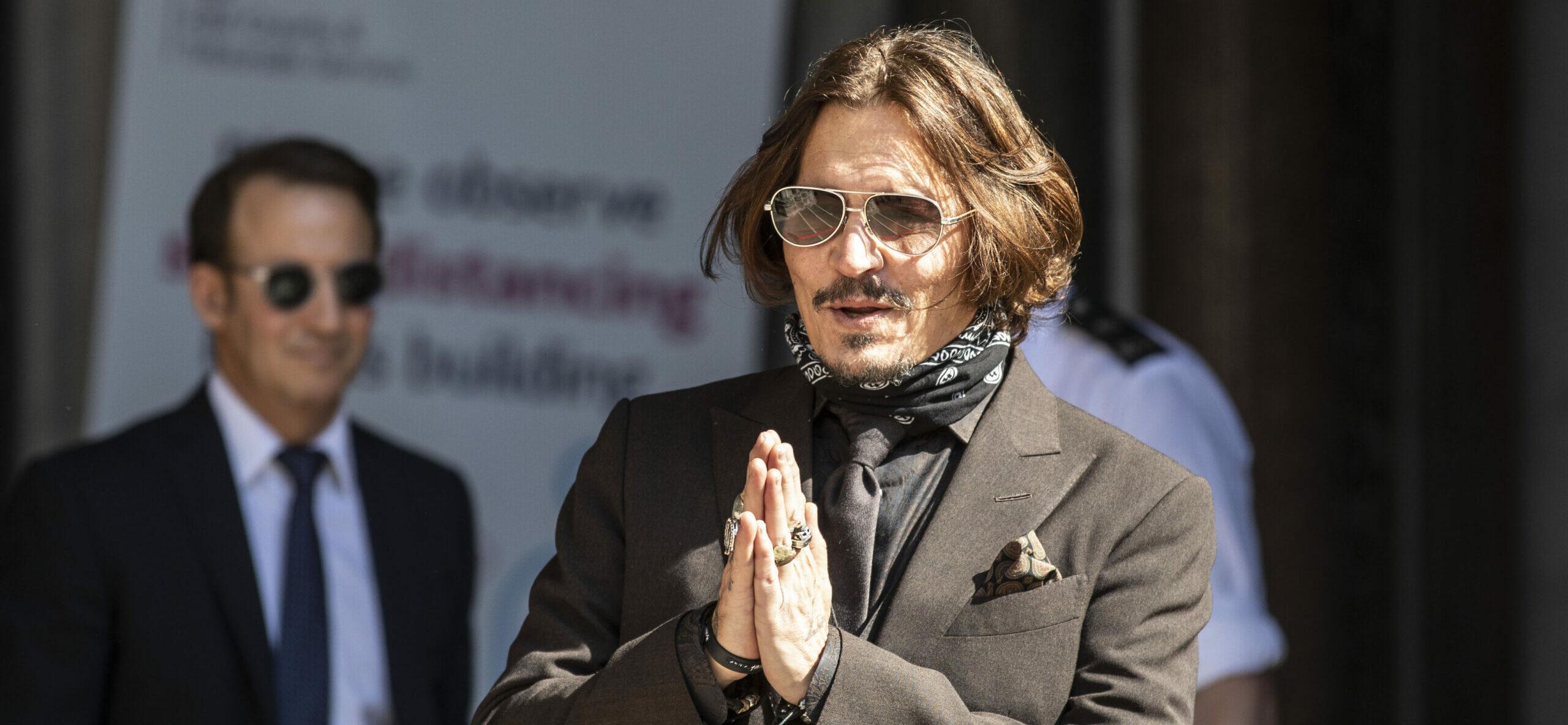 Actor Johnny Depp arrives at the High court in London as the legal action against The Sun newspaper continues.