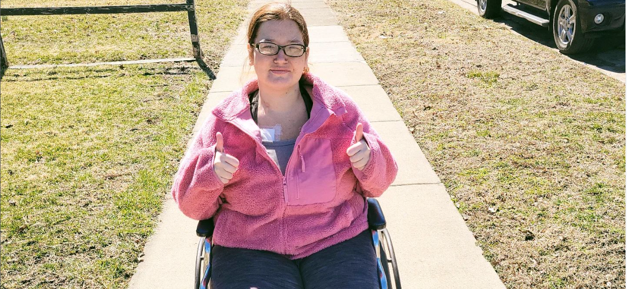 Lexi Reed in a wheelchair