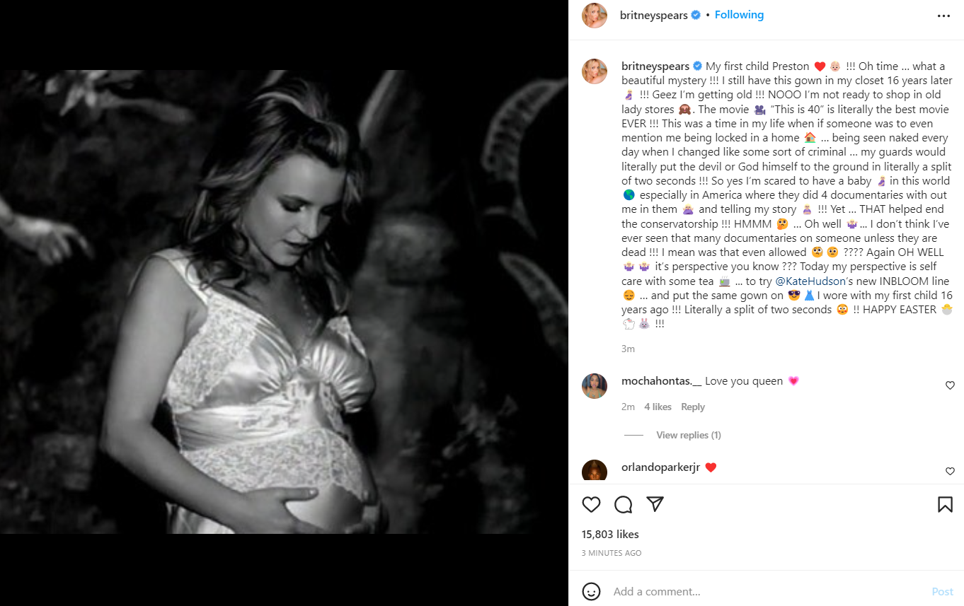 Britney Spears shares throwback baby bump photo with Preston