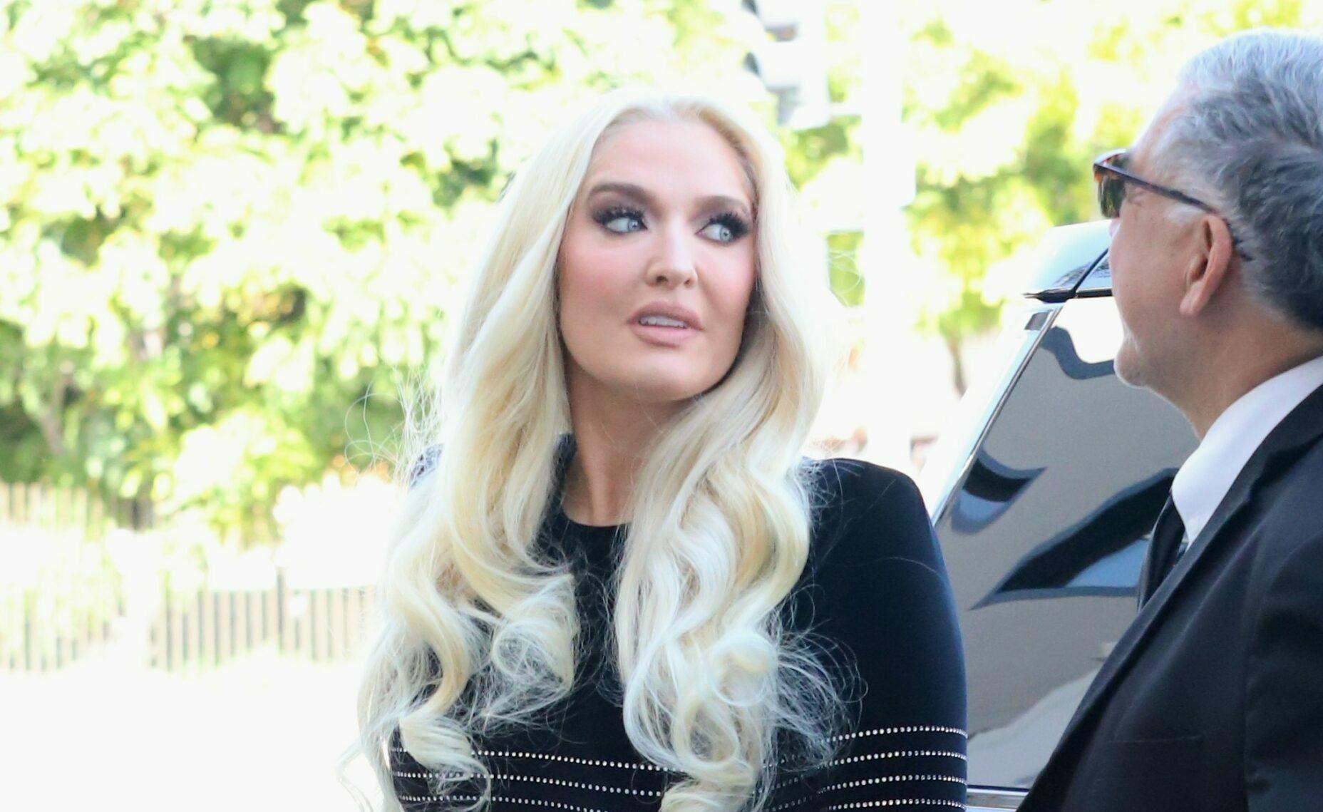 A classy Erika Jayne seen in full glam while filming for RHOBH