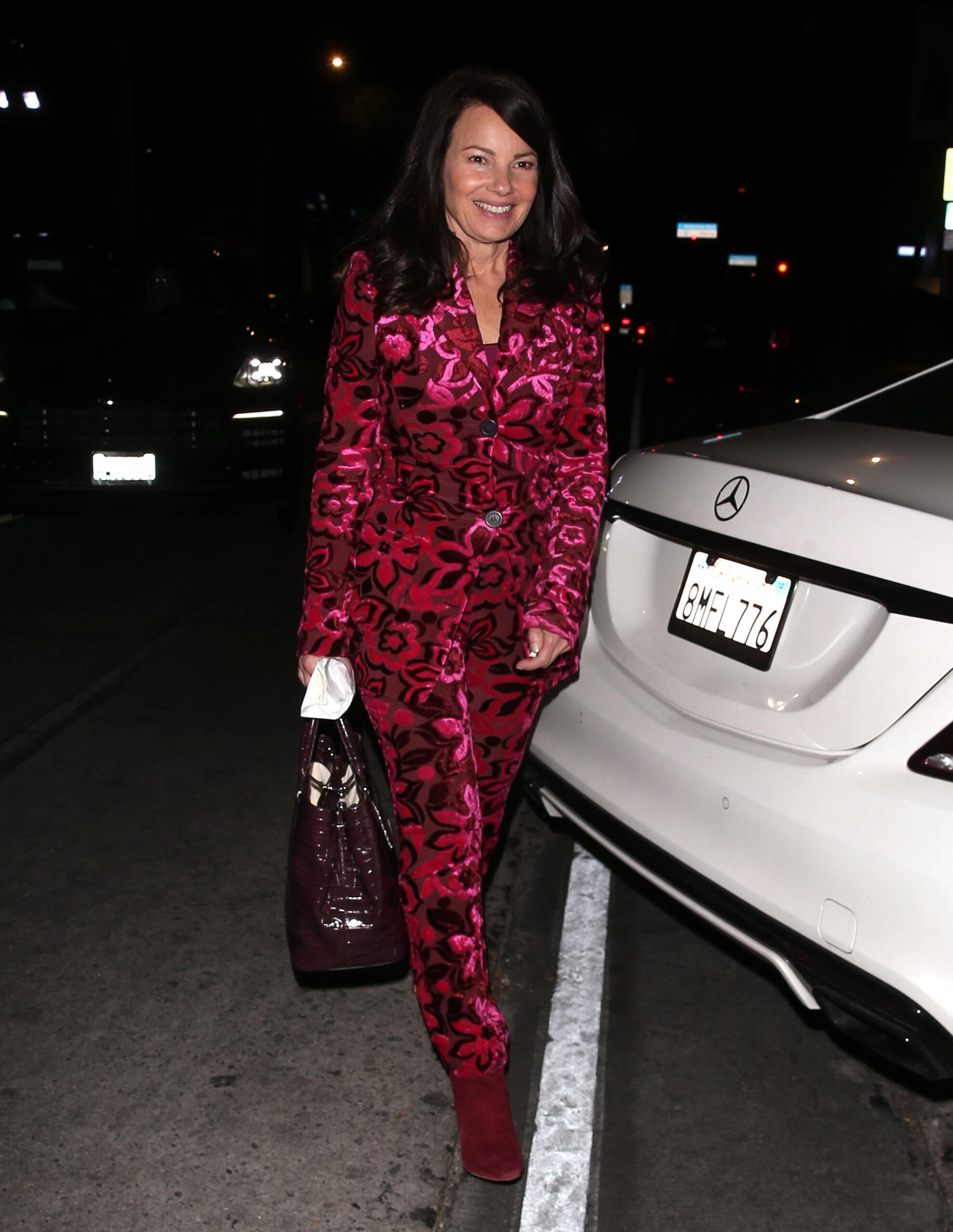 Fran Drescher wears all red while leaving dinner at Craigs in West Hollywood