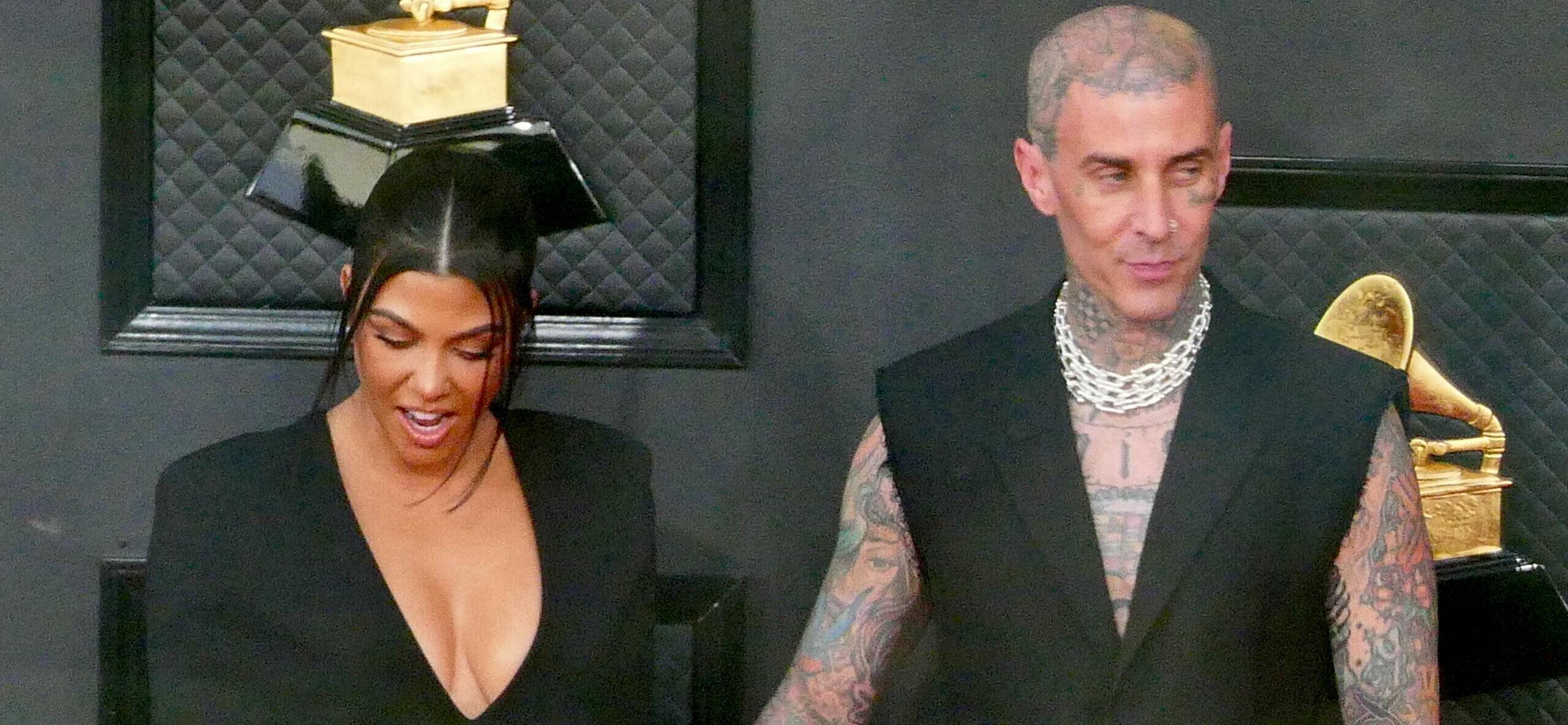 Kourtey Kardashian and Travis Barker kiss and show major pda as they attend first Grammys together in Las Vegas