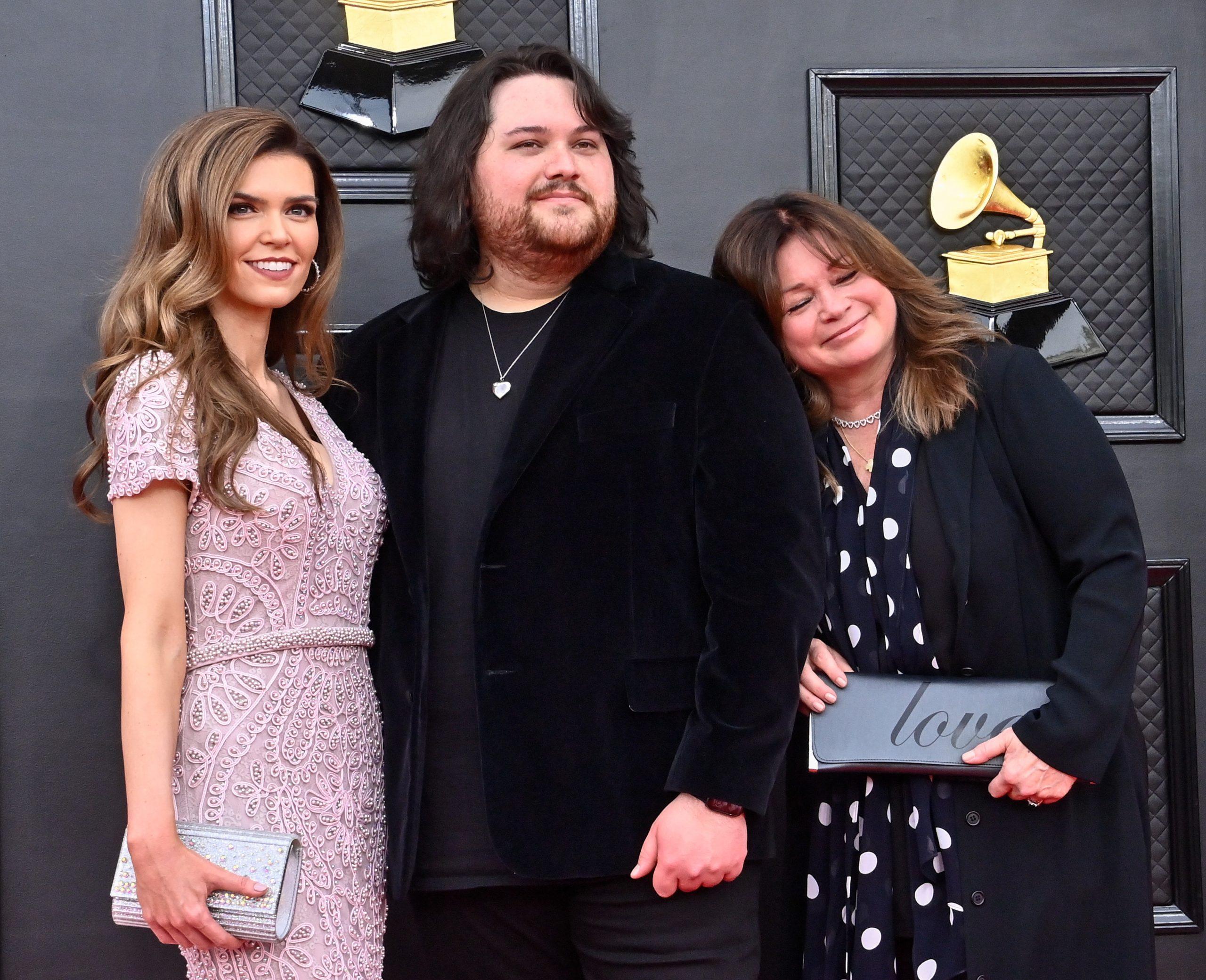 Andraia Allsop, Wolfgang Van Halen and Valerie Bertinelli Arrive for the 64th Grammy Awards in Las Vegas