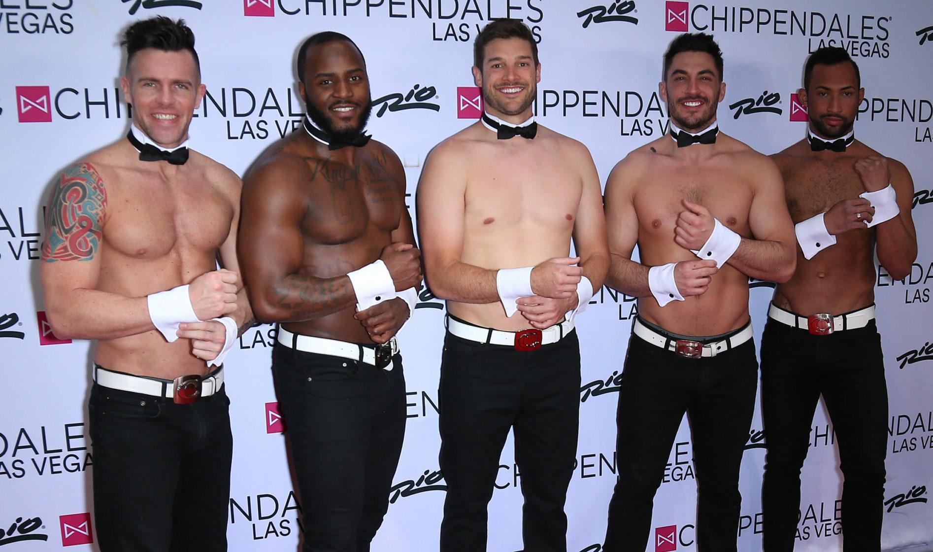 23 March 2019 - Las Vegas, NV - Garrett Yrigoyen, Chippendales. Garrett Yrigoyen from The Bachelorette guest stars in Chippendales at The Rio supported by Becca Kufrin, Tia Booth and Caroline Lunny.