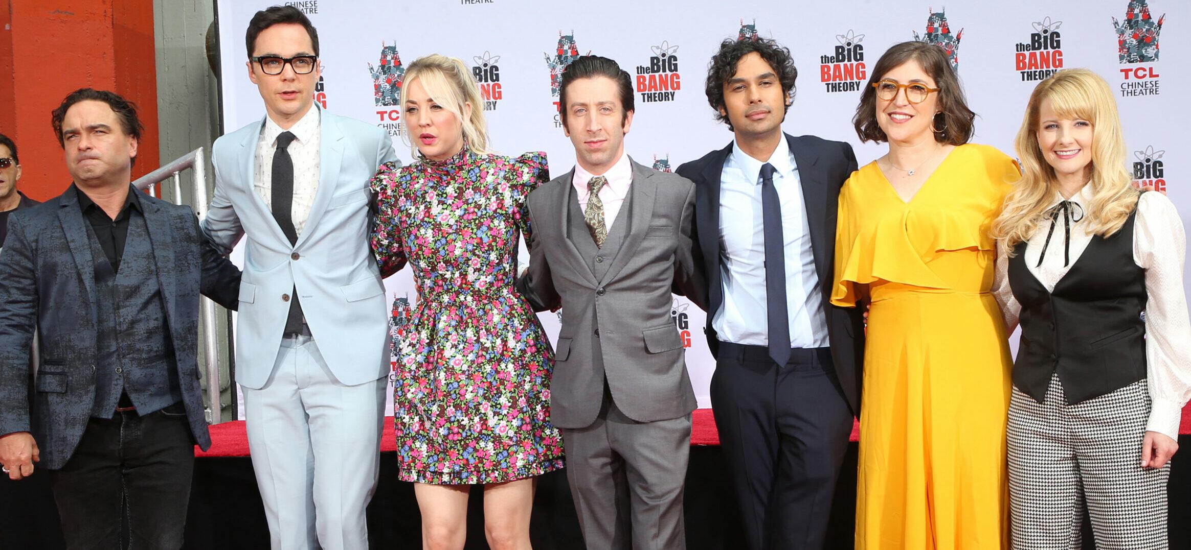 Johnny Galecki, Jim Parsons, Kaley Cuoco, Simon Helberg, Kunal Nayyar, Mayim Bialik, and Melissa Rauch. The Cast Of "The Big Bang Theory" Places Their Handprints In The Cement held at TCL Chinese Theatre IMAX.