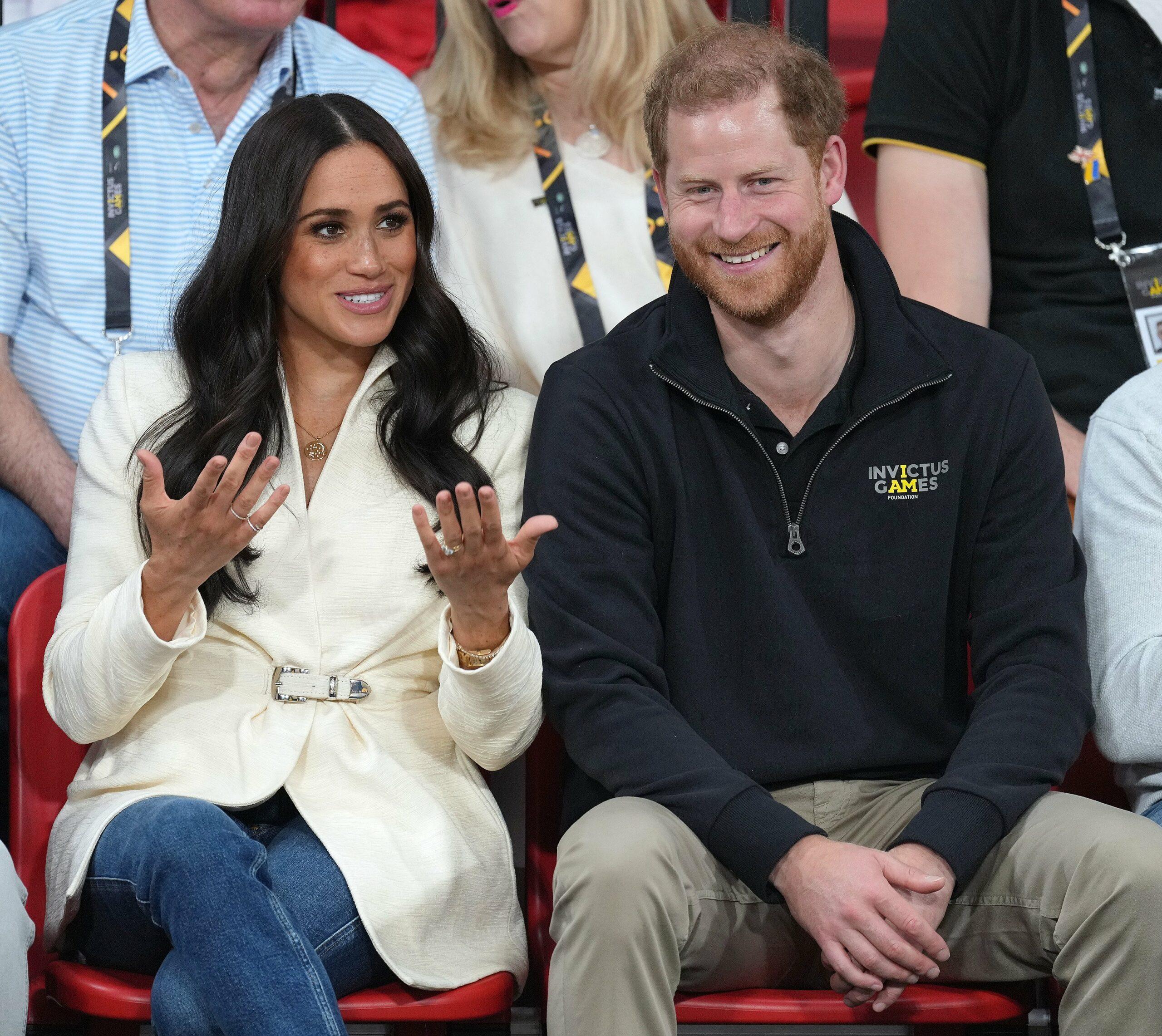 The Duke and Duchess of Sussex watch the Seated Volleyball on Day Two of the Invictus Games