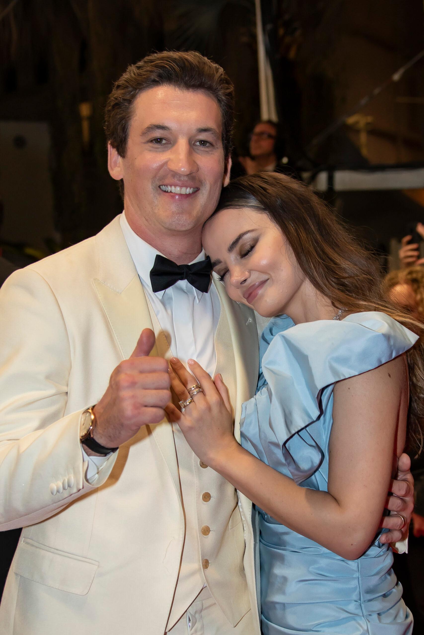 75th annual Cannes film festival at Palais des Festivals on May 18, 2022 in Cannes. 18 May 2022 Pictured: Miles Teller, Keleigh Sperry. Photo credit: KCS Presse / MEGA TheMegaAgency.com +1 888 505 6342 (Mega Agency TagID: MEGA859198_022.jpg) [Photo via Mega Agency]