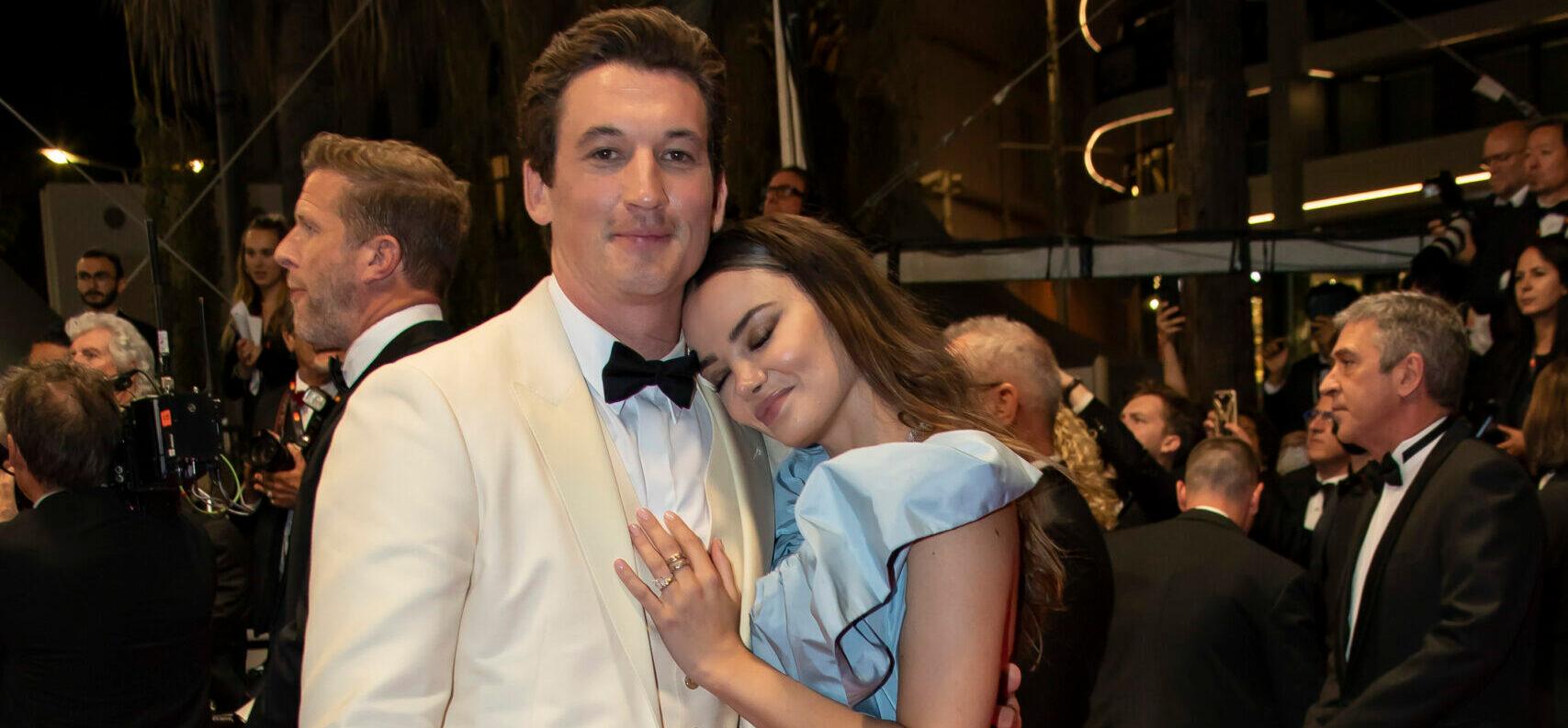 75th annual Cannes film festival at Palais des Festivals on May 18, 2022 in Cannes. 18 May 2022 Pictured: Miles Teller, Keleigh Sperry. Photo credit: KCS Presse / MEGA TheMegaAgency.com +1 888 505 6342 (Mega Agency TagID: MEGA859198_022.jpg) [Photo via Mega Agency]