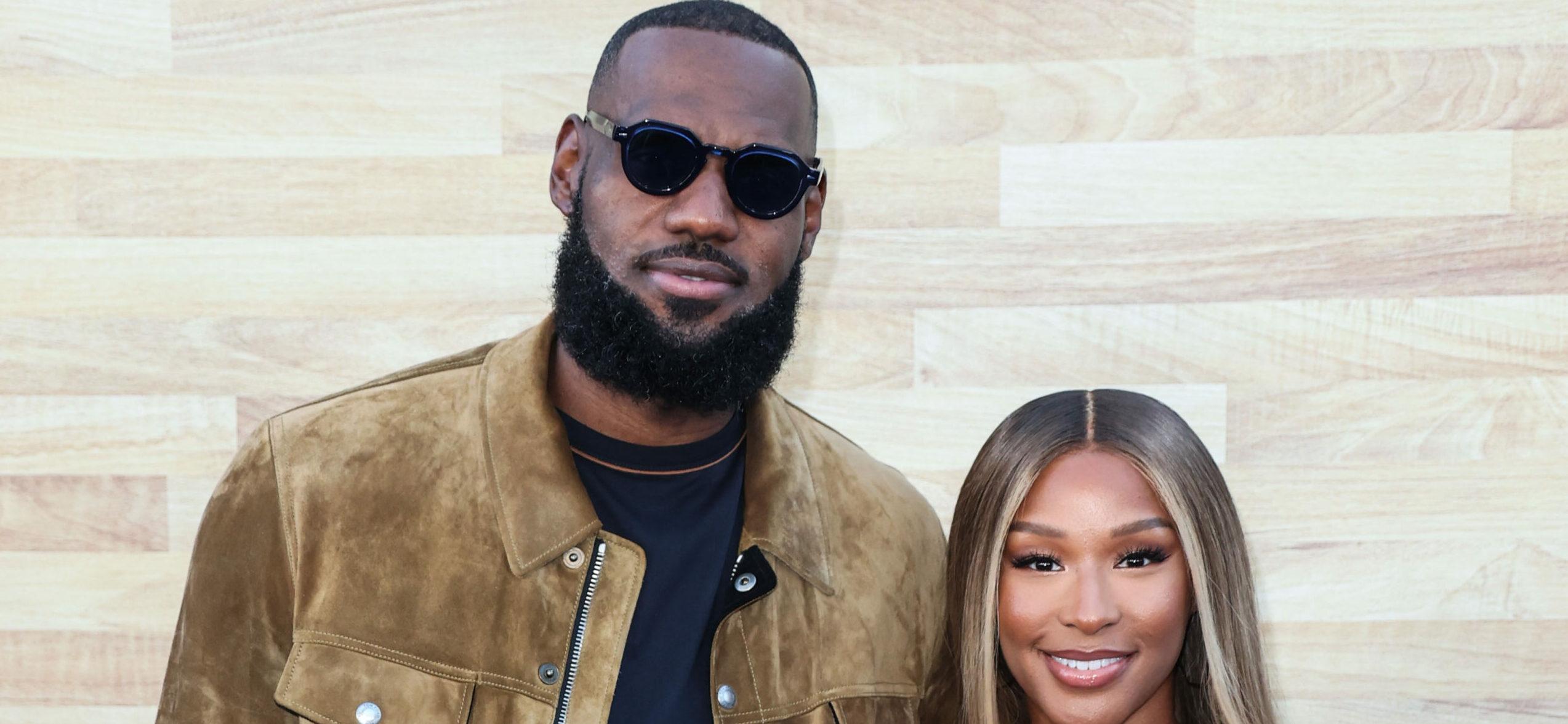 LeBron James and wife Savannah James arrive at the Los Angeles Premiere Of Netflix's 'Hustle'
