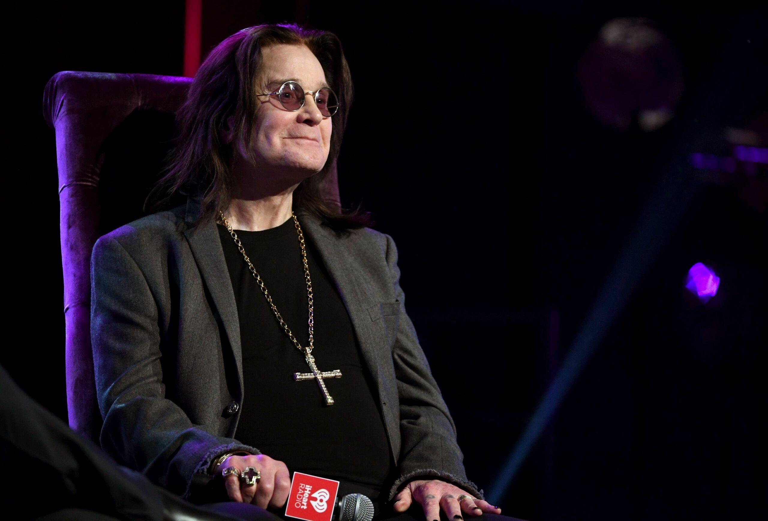 Ozzy Osbourne speaks onstage at iHeartRadio ICONS with Ozzy Osbourne: In Celebration of Ordinary Man at iHeartRadio Theater on February 24, 2020