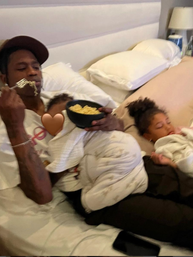 Travis Scott with his two kids