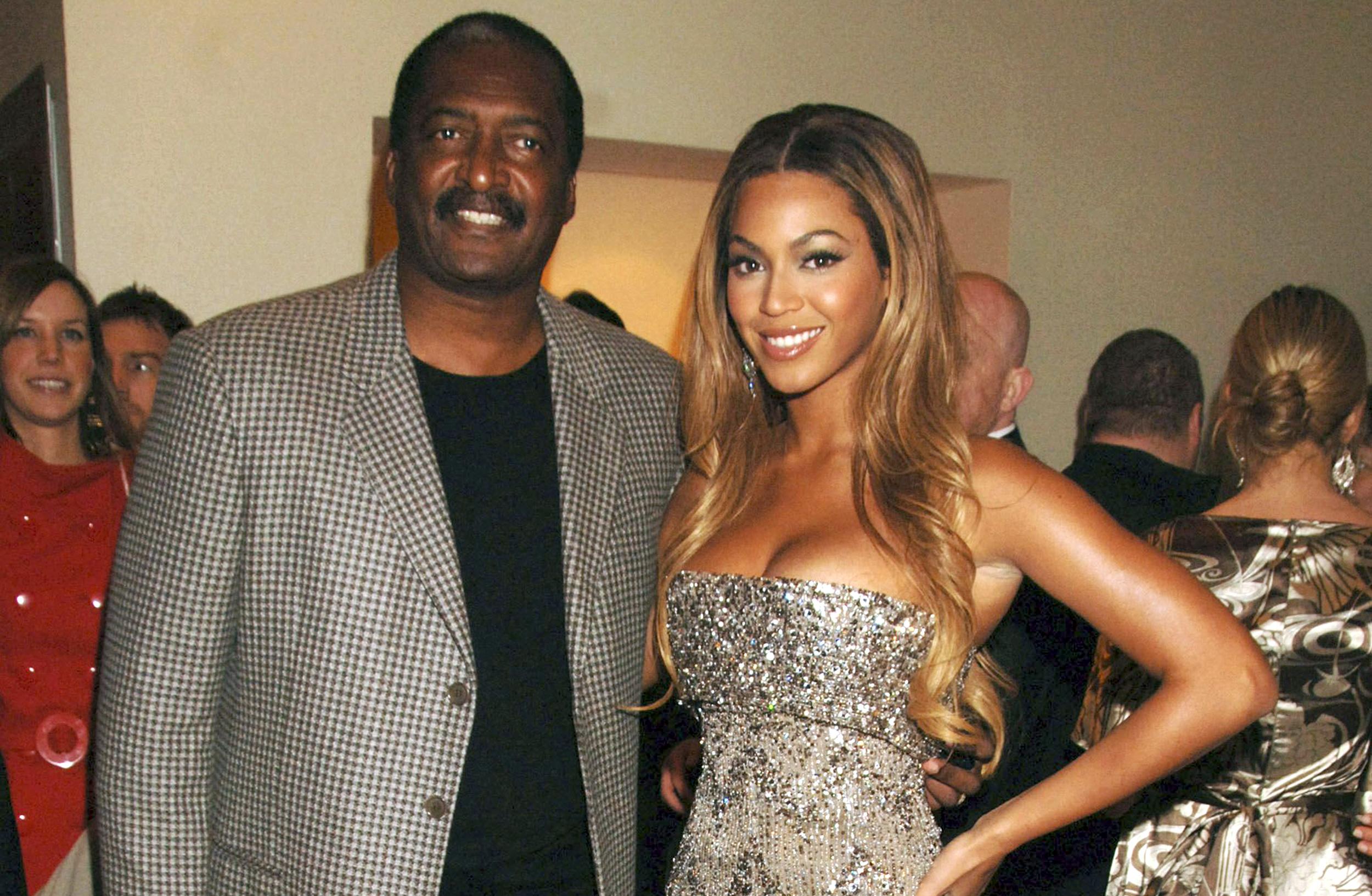 Beyonce Knowles and her father Matthew Knowles arrive at the UK film premiere of 'Dreamgirls,' held at Odeon Leicester Square on Jan. 21, 2007 in London, England.