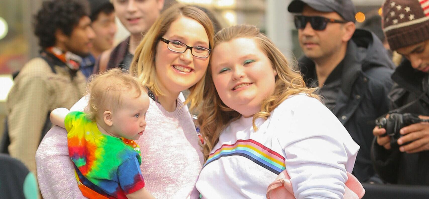 Honey Boo Boo sister Pumpkin and daughter seen leaving the Aol Build studios in NYC