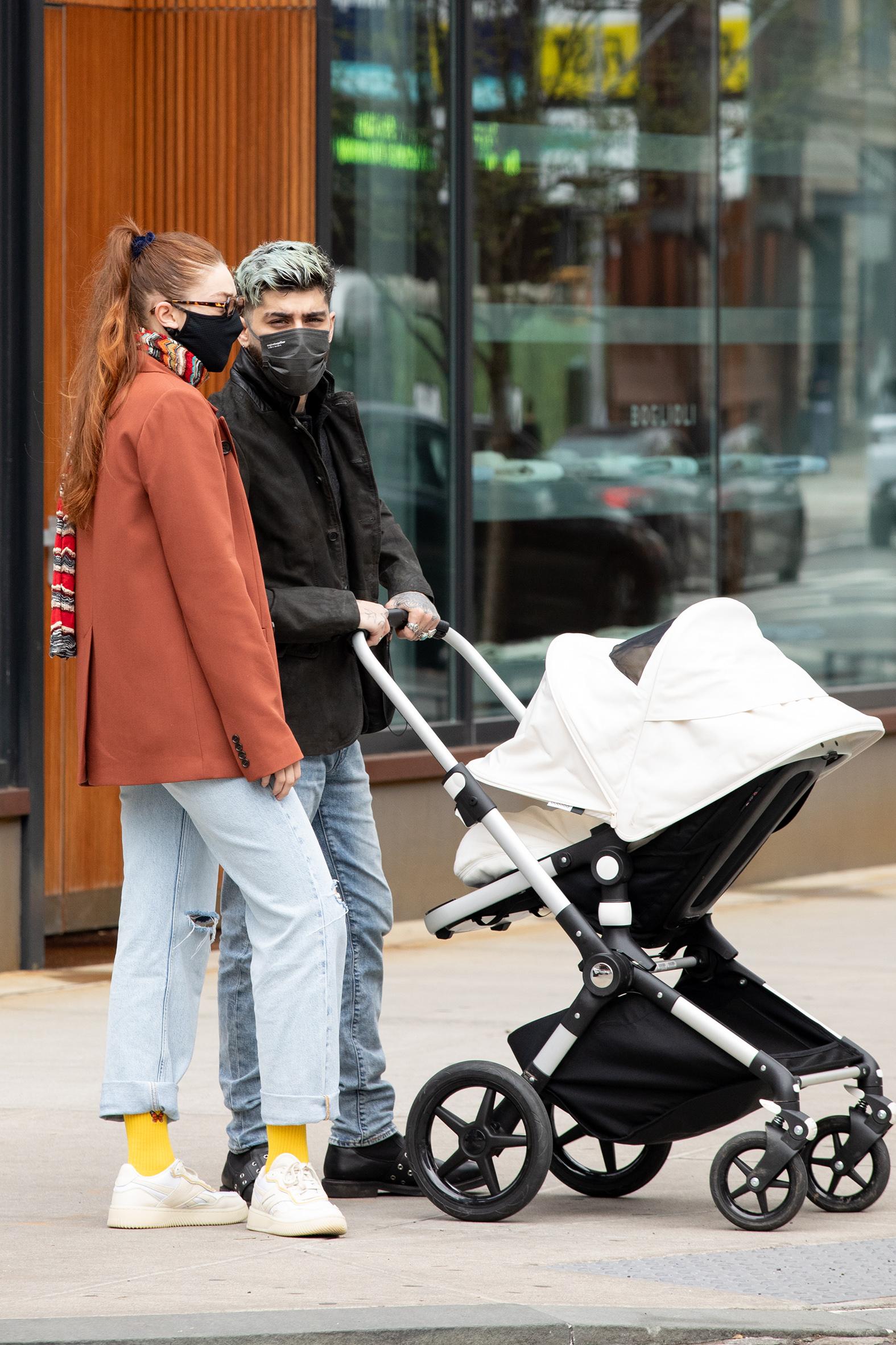 Gigi Hadid and Zayn Malik with their daughter in NYC