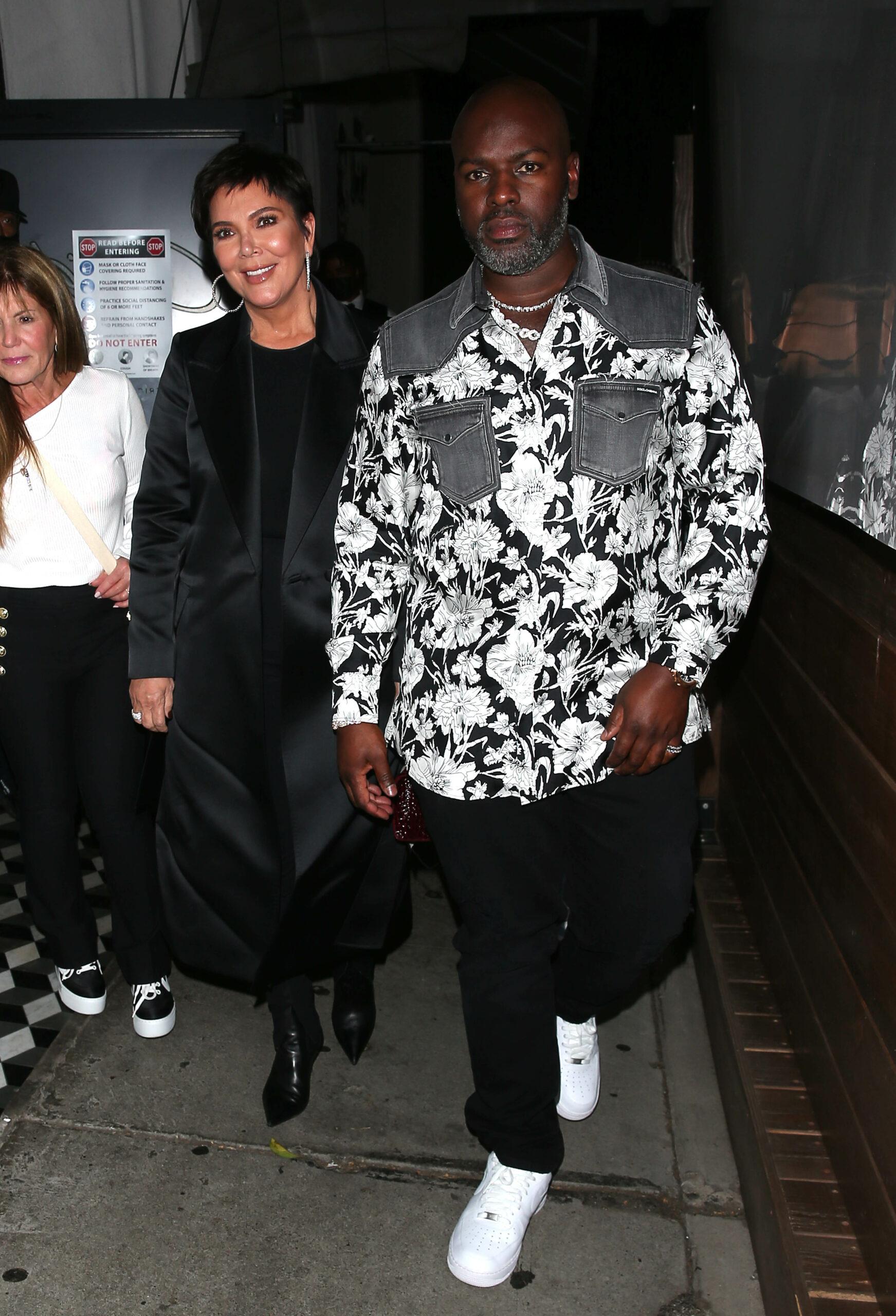 Kris Jenner and Corey Gamble seen leaving dinner at Craigs Restaurant in West Hollywood CA