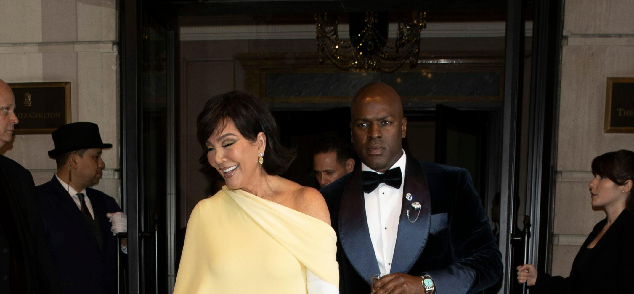 Kris Jenner and Corey Gamble seen leaving dinner the Ritz Carlton Hotel in New York City