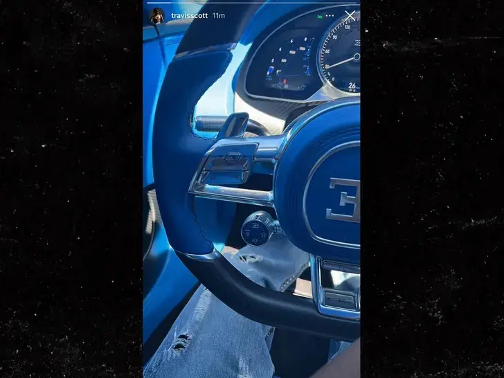 steering wheel of custom blue bugatti