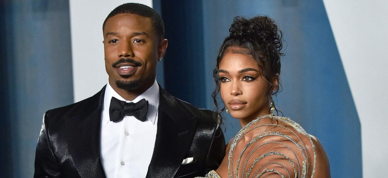 Michael B. Jordan (L) and Lori Harvey arrive for the Vanity Fair Oscar Party at the Wallis Annenberg Center for the Performing Arts in Beverly Hills, California on Sunday, March 27, 2022