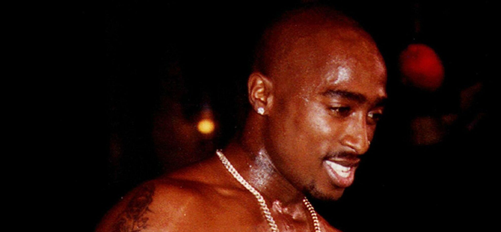 Rapper Tupac Shakur performing