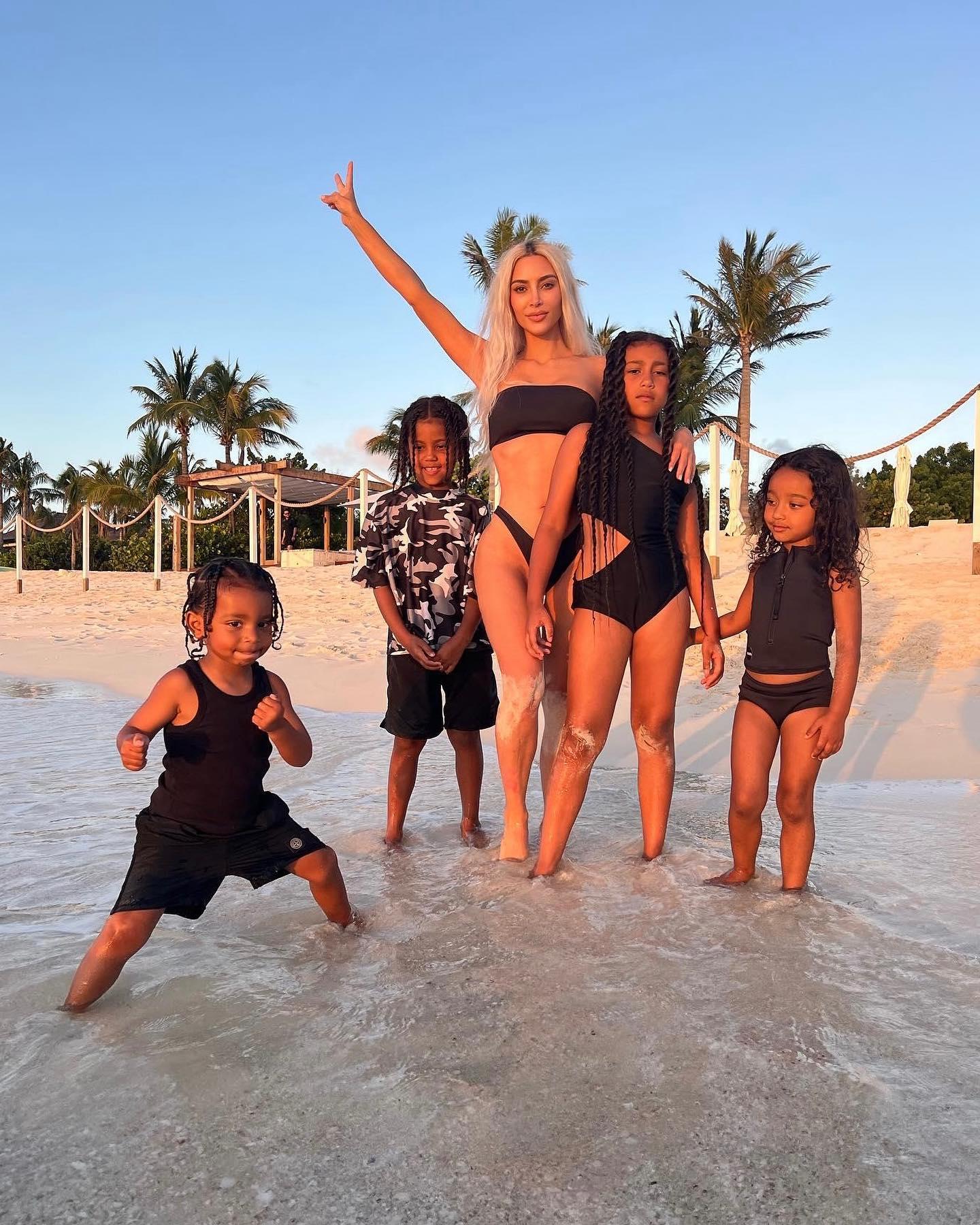 Kim Kardashian and kids in Turks and Caicos in July 2022